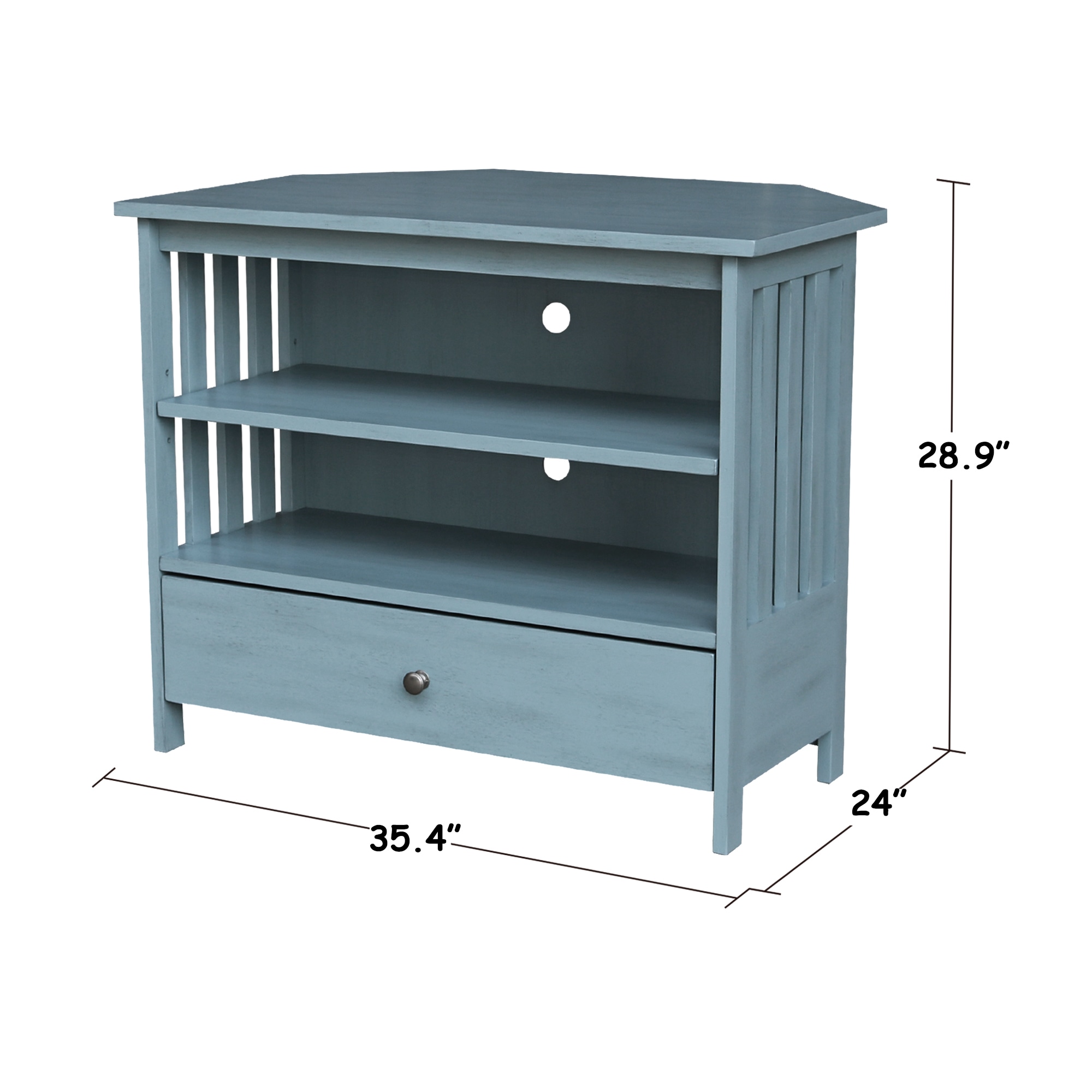 Teal corner deals tv stand