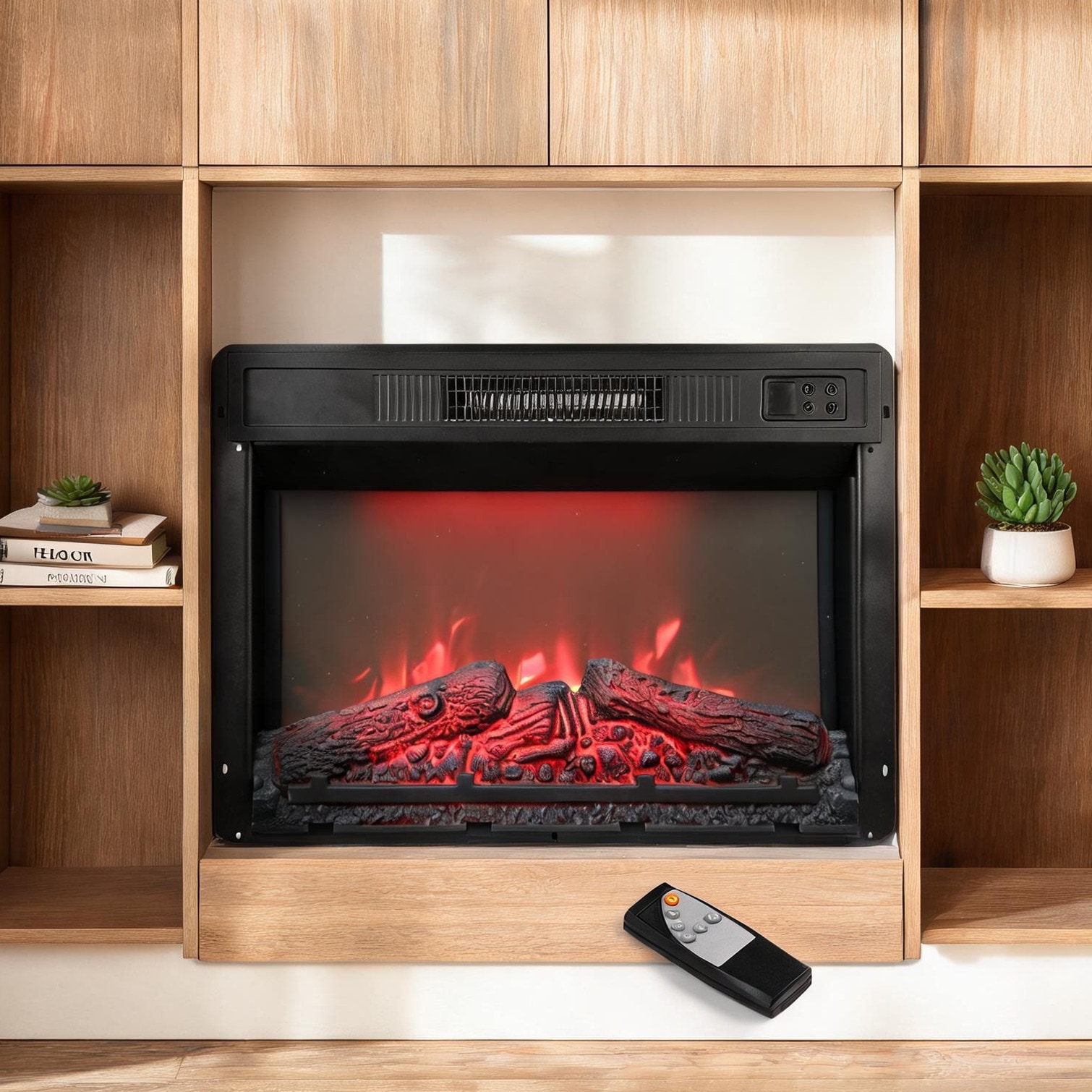 Naturefalls Remote Operation Indoor Fireplaces and Accessories in Black 23 x 18 x 6 in with LED Lighting