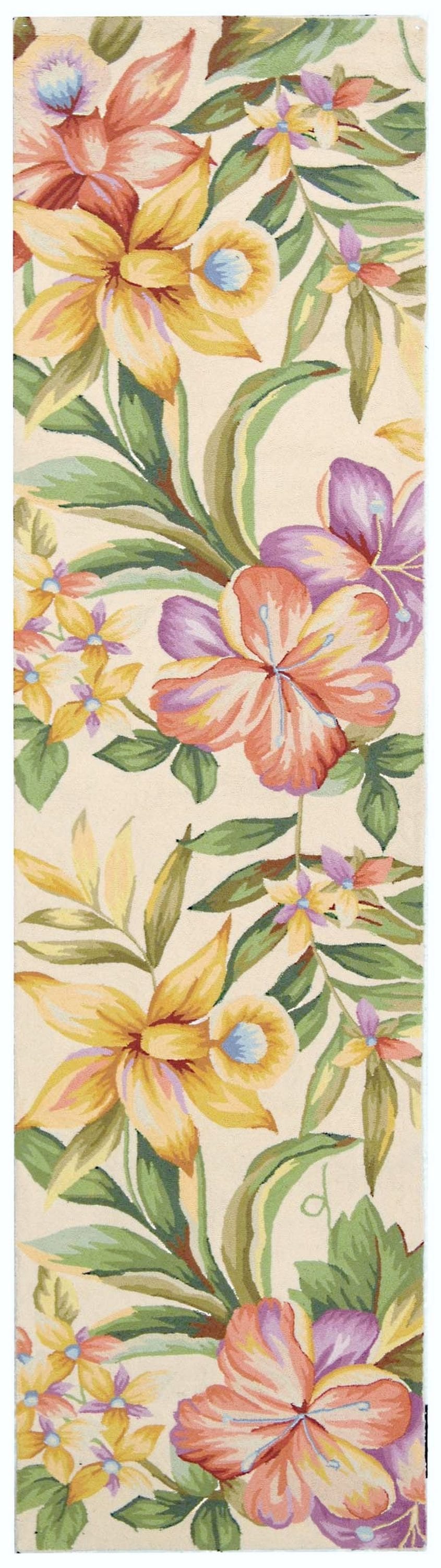 Safavieh HK212A-212 Chelsea Orchard 2 x 12 (ft) Hooked Wool Ivory/Multicolor Rectangular Indoor Floral/Botanical Runner rug