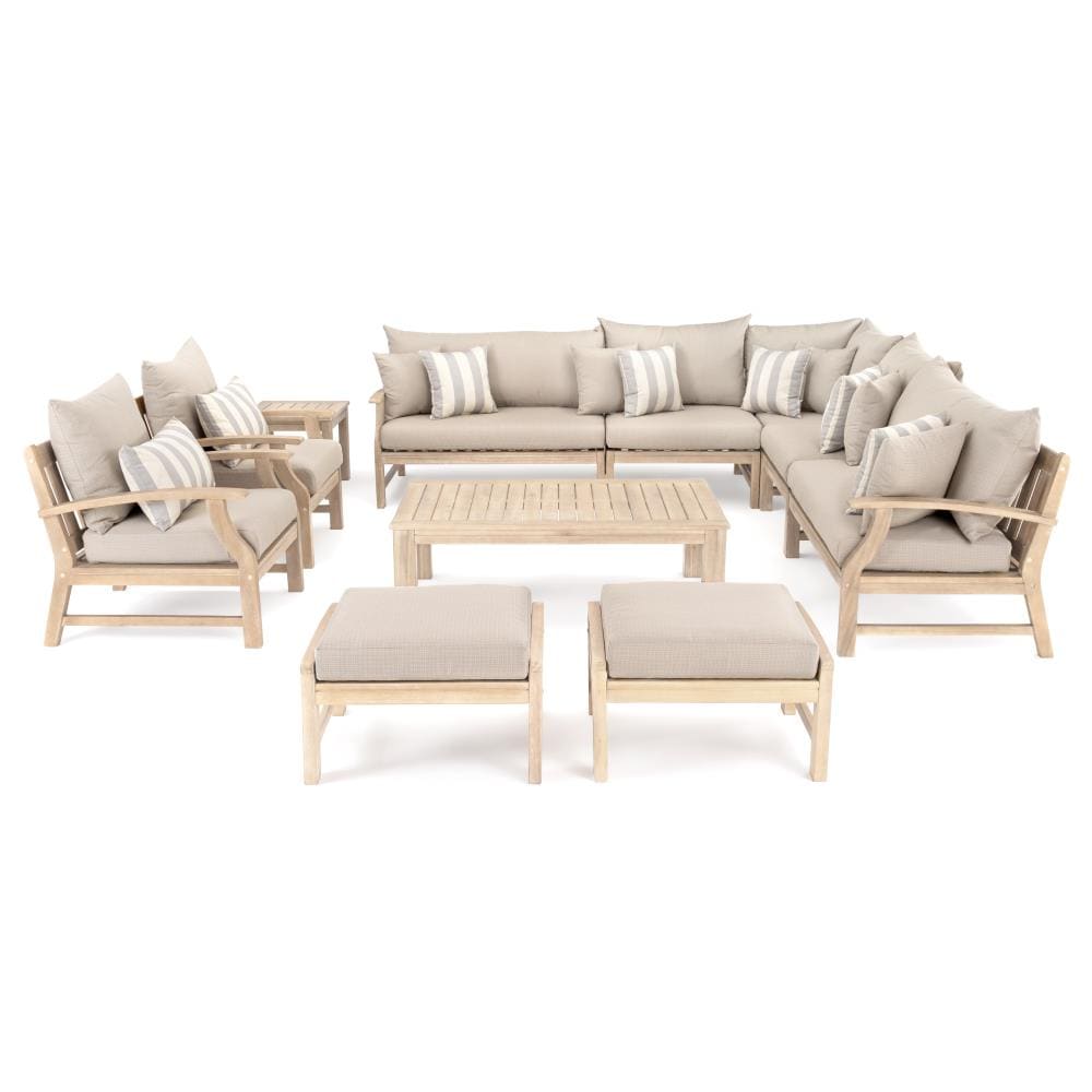 RST Brands OP-AWEC11-KPR-SLT-K Kooper 11-Piece Patio Conversation Set with Gray Sunsharp Cushions