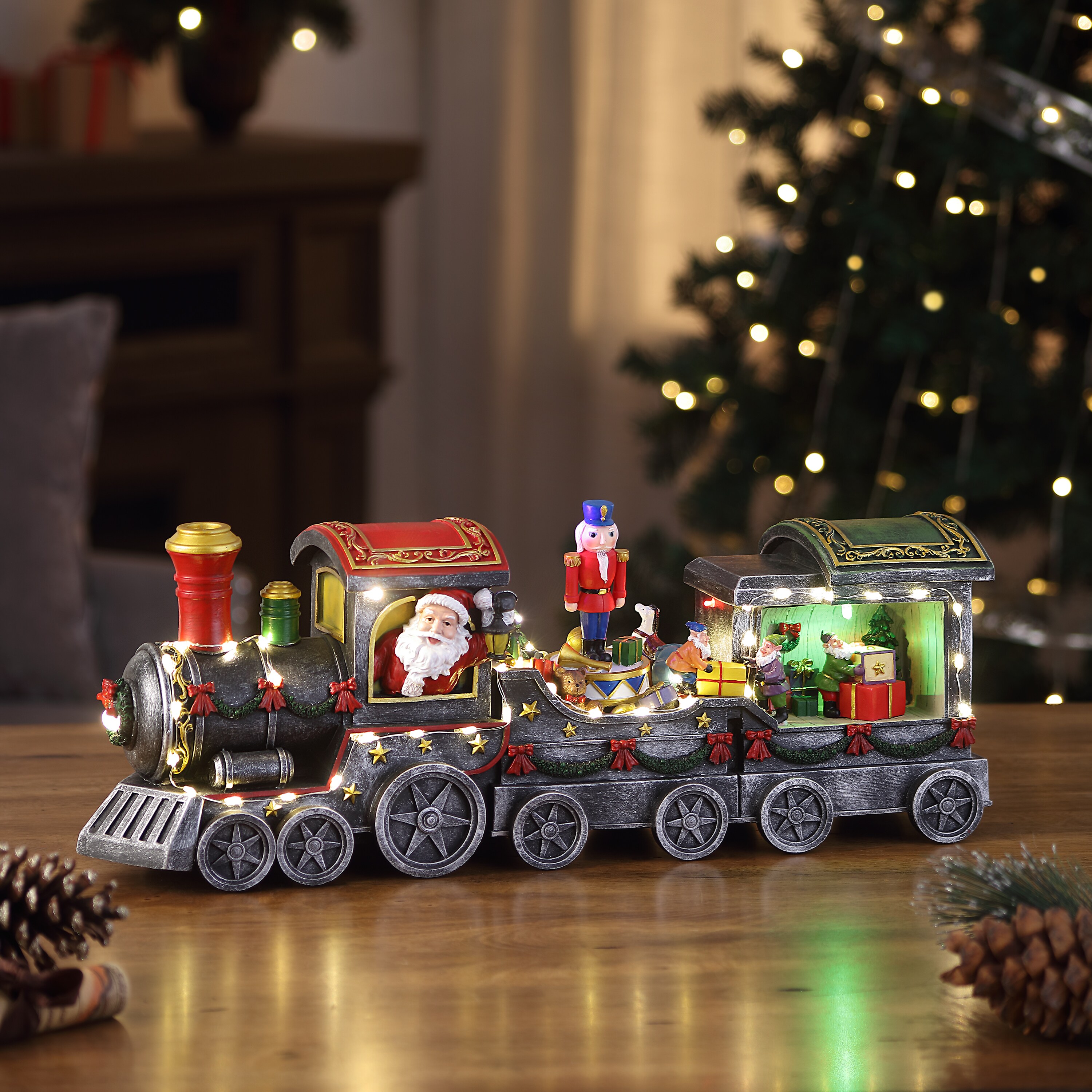 Oversized Animated Around the Christmas Tree Train Set Holiday Decoration GIFT 