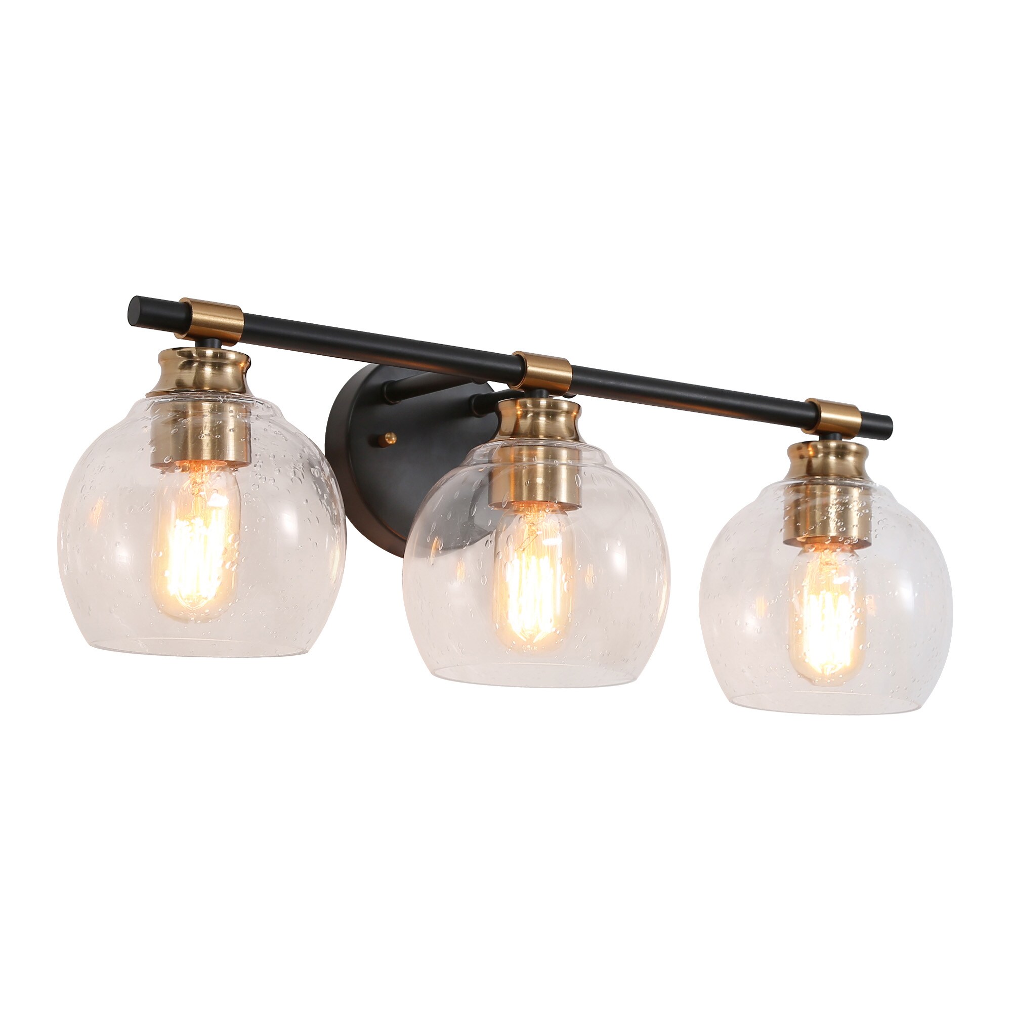 Uolfin MAVAME-LWS24480-B7 Nelli 23.2-in 3-Light Matte Black and Satin Copper with Clear Glass Modern/Contemporary Vanity Light