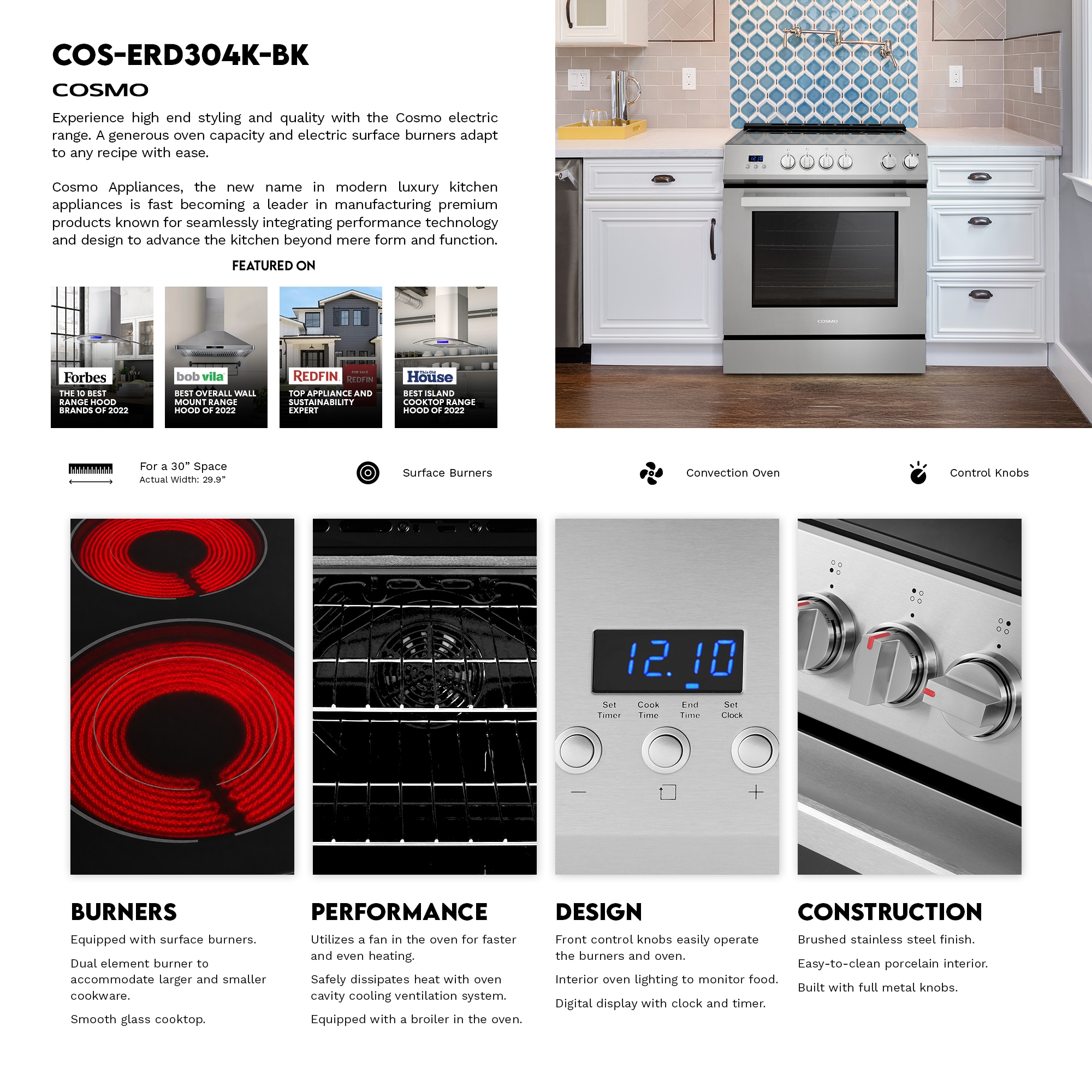 Cosmo COS-ERD304K Freestanding-Electric-Ranges - View #3