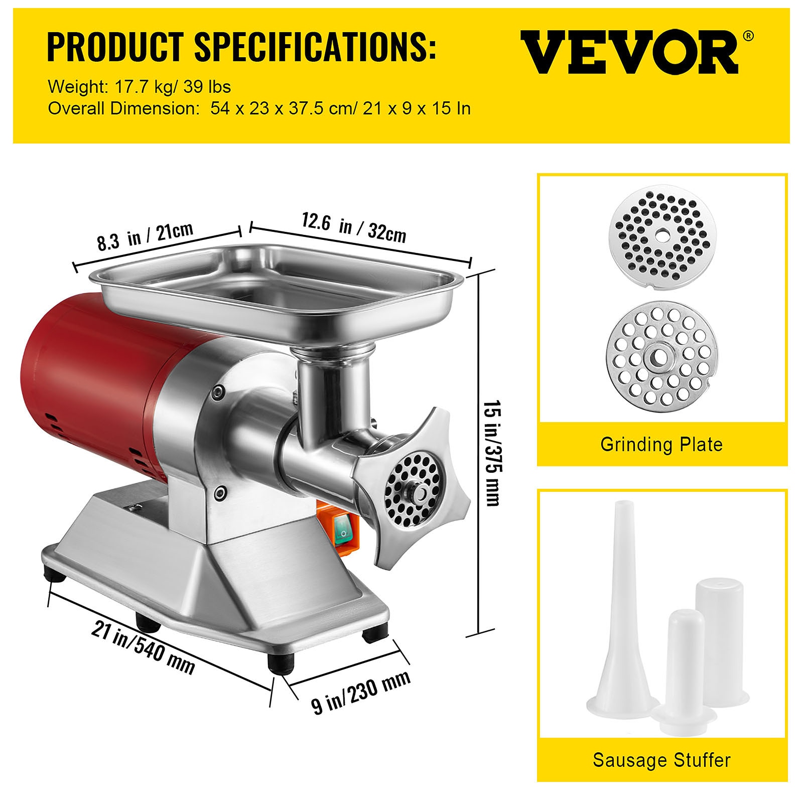 Easily and quickly grind meats, fruits, veggies and cheese with this  professional meat grinder. Sleek and efficient, this commercial quality,  cast metal food grinder will grind up to 3.5 pounds of meat