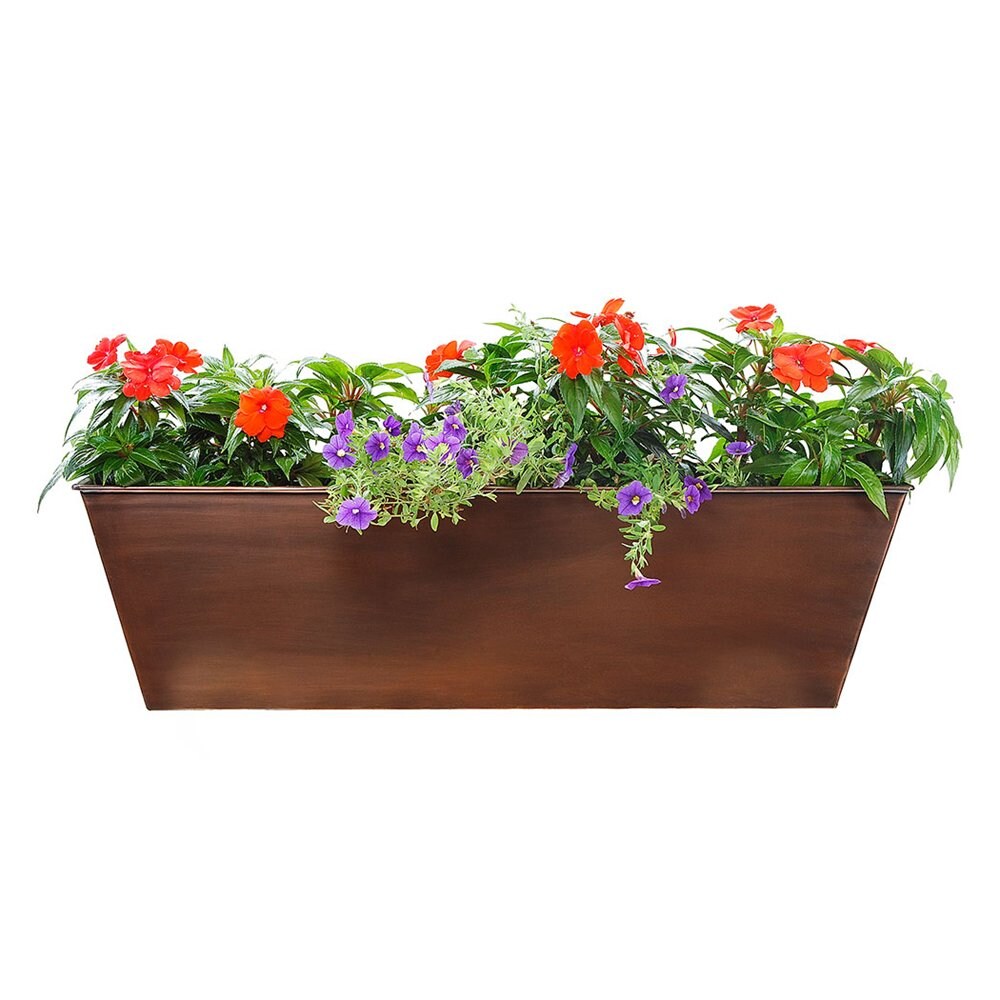 ACHLA Designs 34.5-in W x 10-in H Copper Metal Rectangular Planter in ...