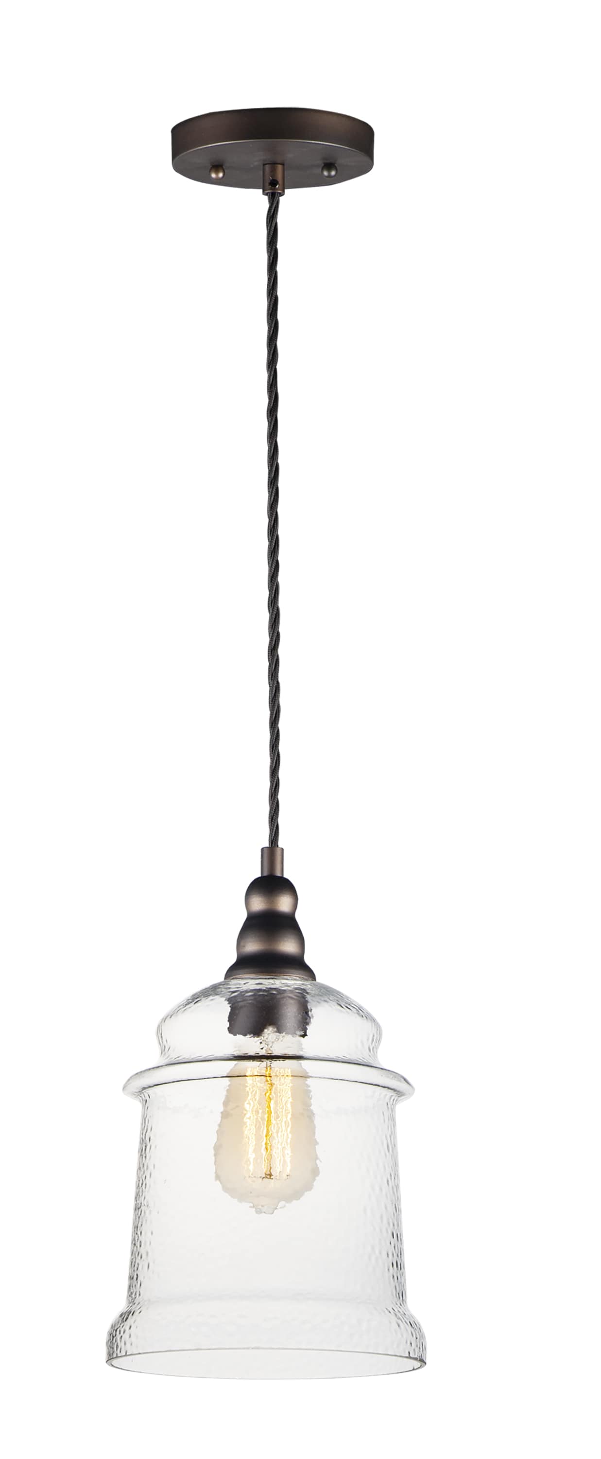 Maxim Lighting 21579HMOI Revival Oil Rubbed Bronze Transitional Textured Glass Bell Mini Hanging Pendant Light