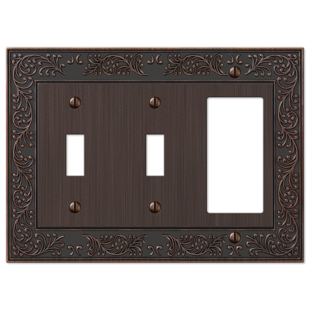 Amerelle 43TTRVB 3 -Gang Aged Bronze Metal Indoor Toggle/Decorator Wall Plate