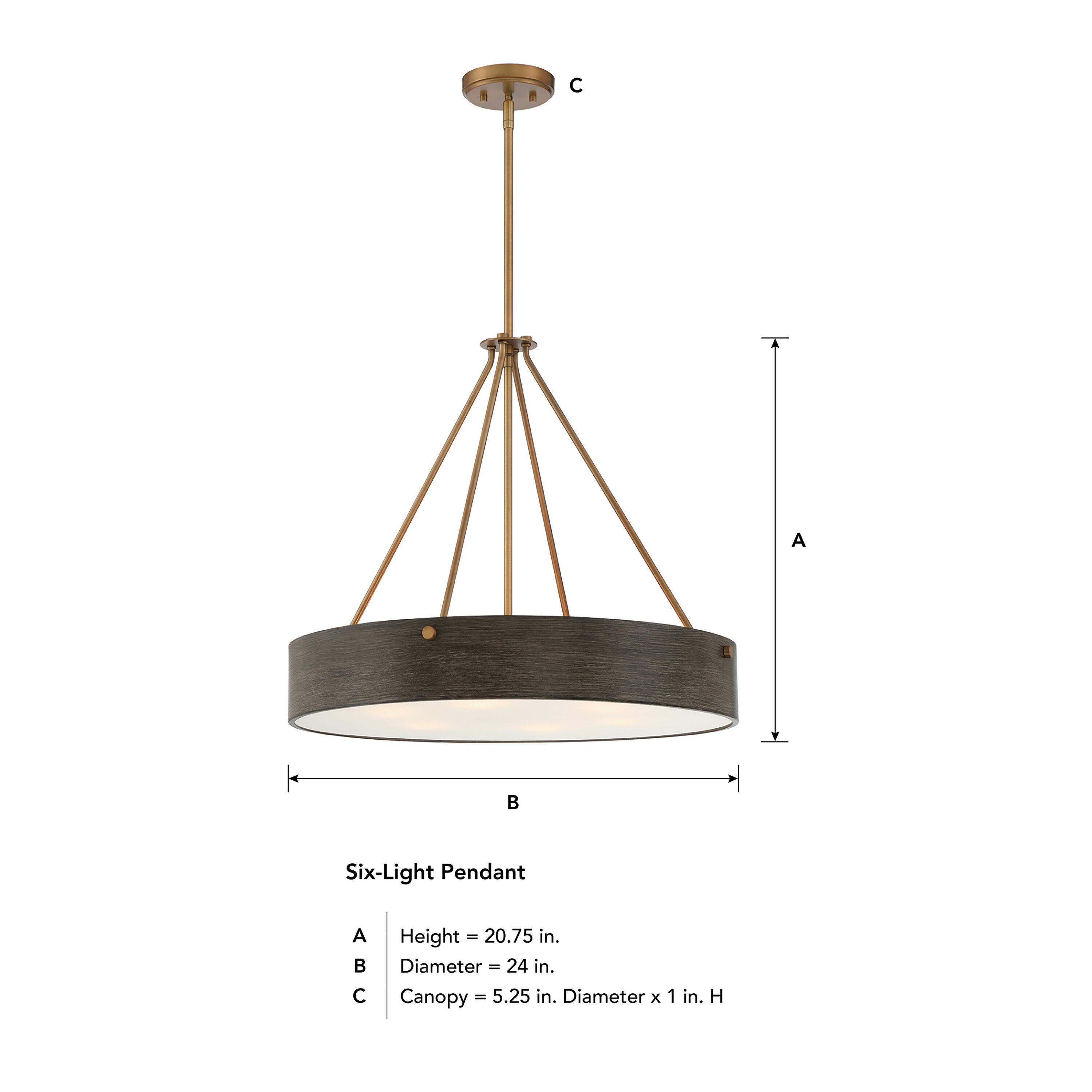 Erba Urban Slate 24" Brass Drum Pendant Light for Indoor/Outdoor