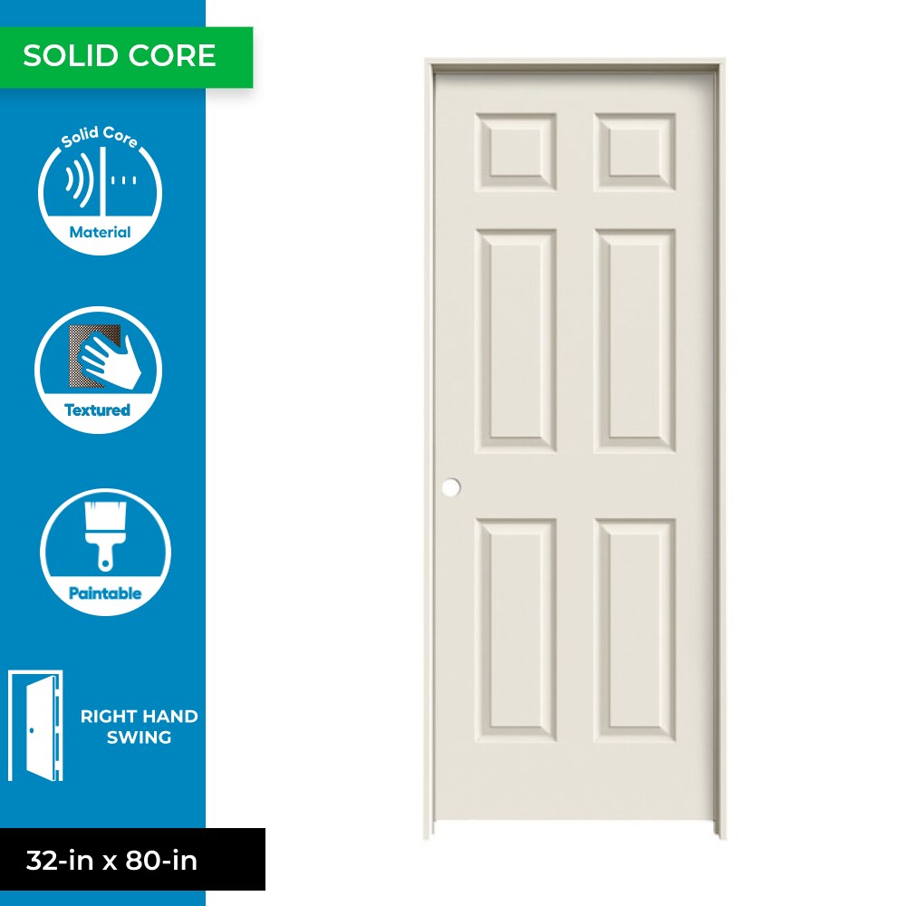 RELIABILT 32-in x 80-in Solid Core 6-panel Right Hand Textured Primed ...