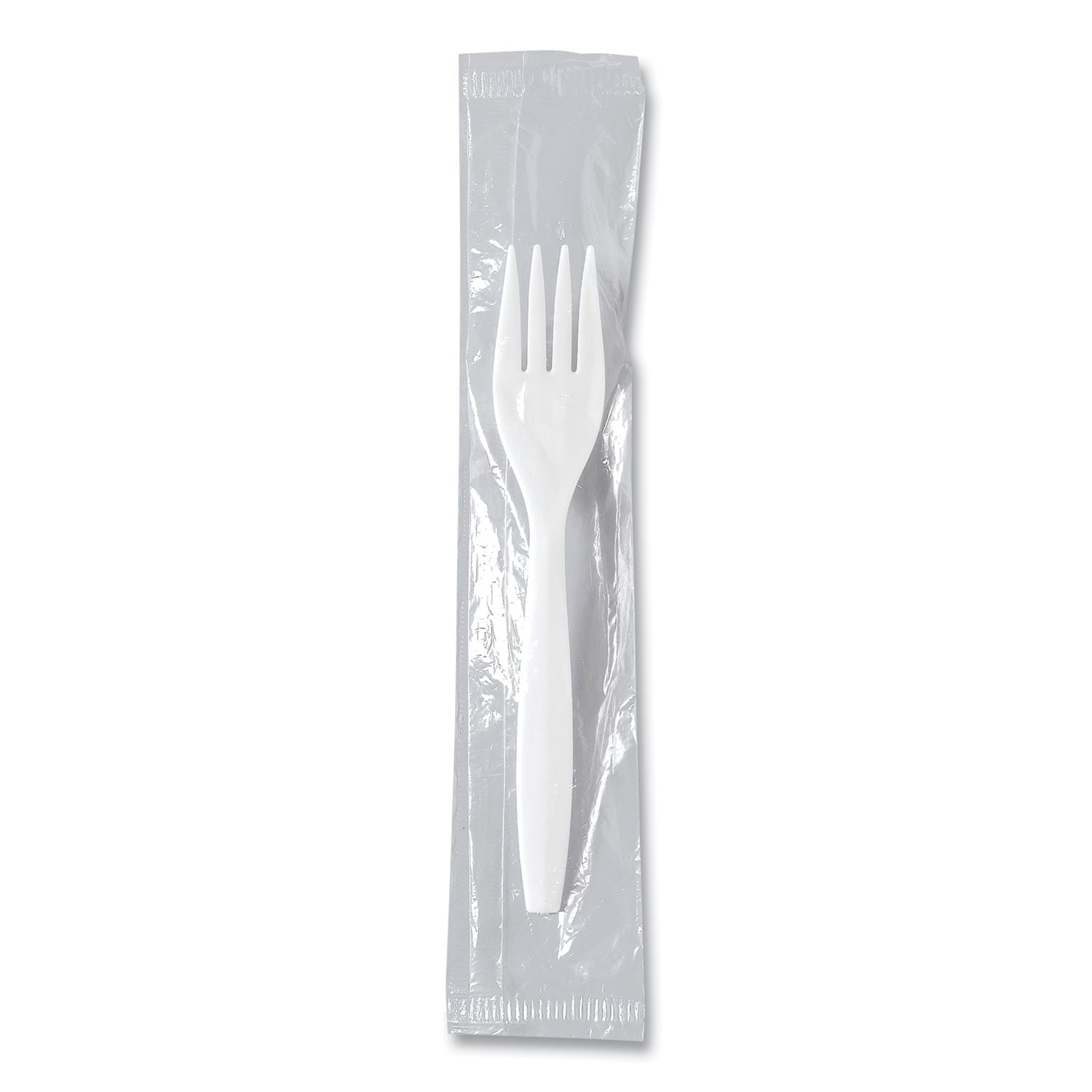 Solo Regal Mediumweight Cutlery Individually Wrapped Fork Plastic White 1000/Carton