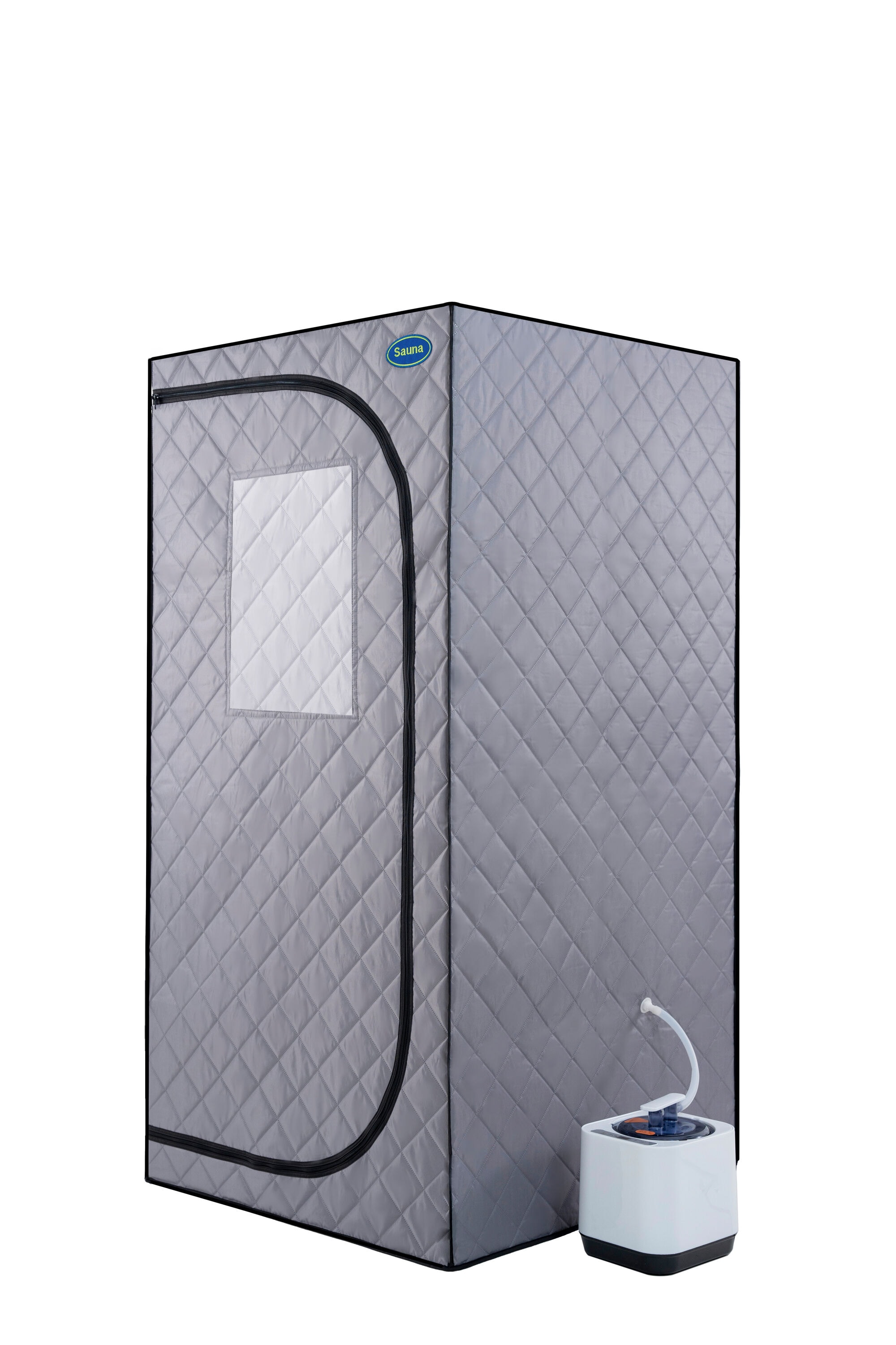 Tatayosi P-DJ-124169 1-Person Portable Grey Steam Sauna Tent Use for Home Spa with Steam Generator Remote Control Foldable Chair PVC pipe