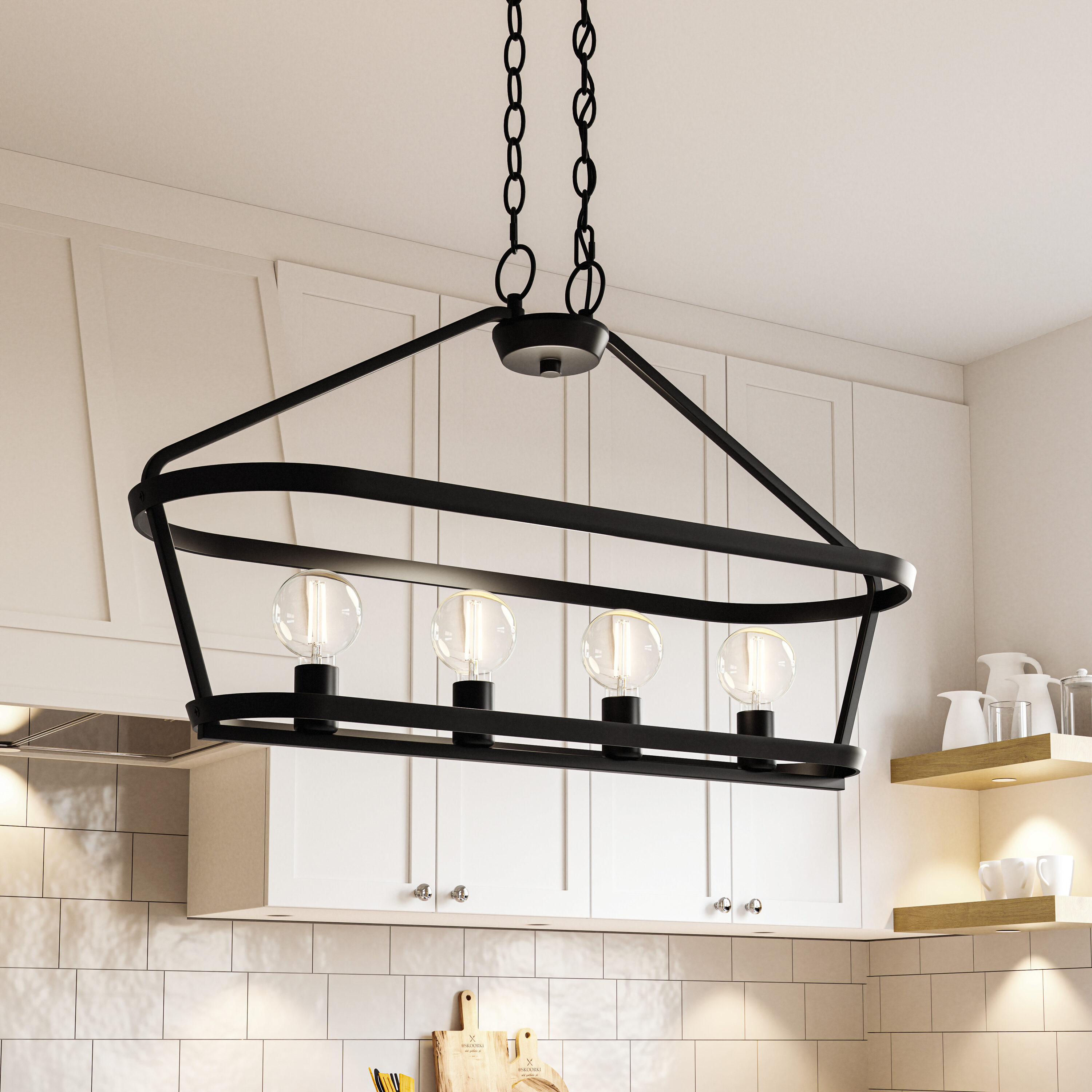 Quoizel Sumpter 4-Light Matte Black Farmhouse Chandelier LWS7970E2 at ...