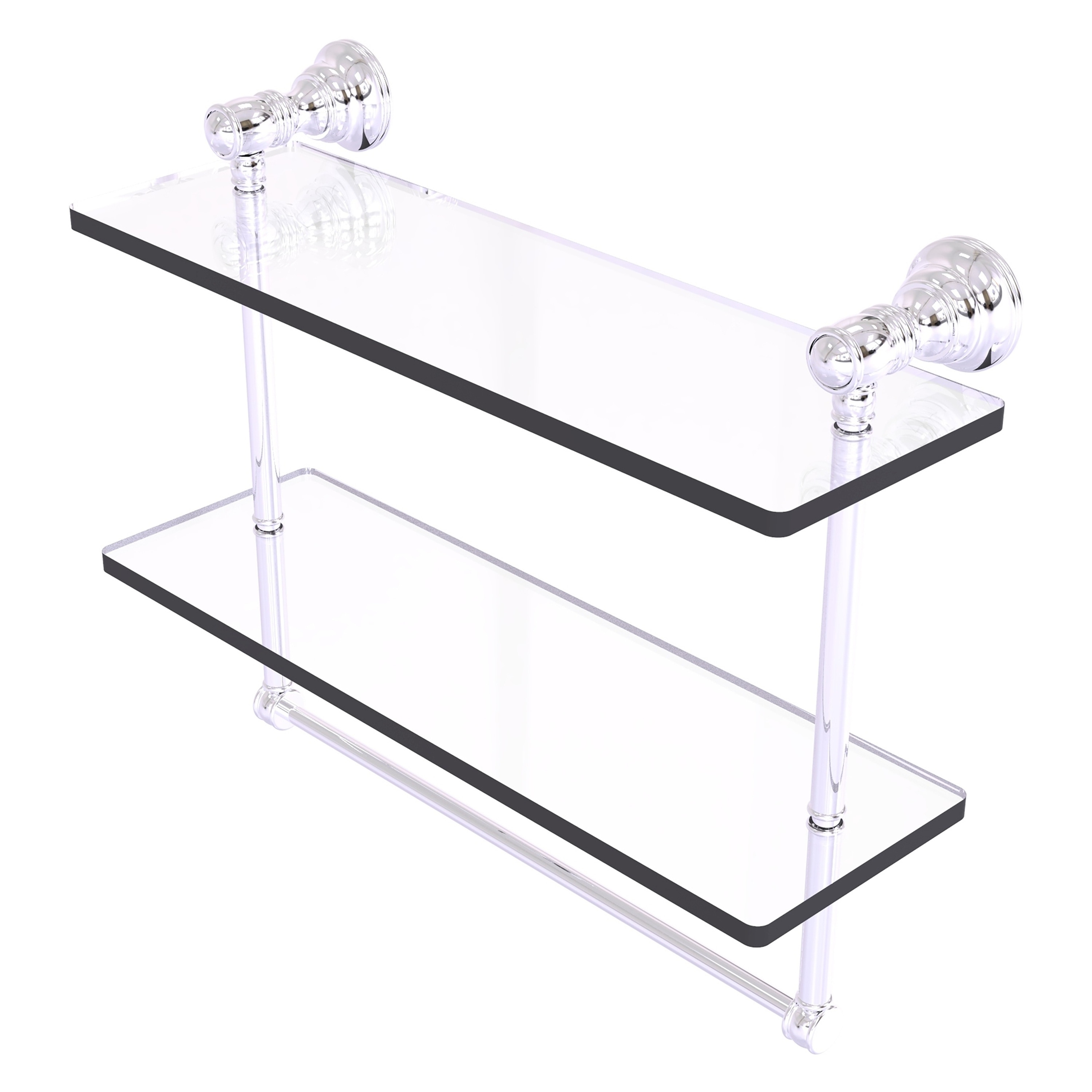 Allied Brass CL-2-16TB-PC Carolina Polished Chrome 2 -Tier Wall mount Bathroom Shelf ( 16-in x 9.5-in x 5-in )