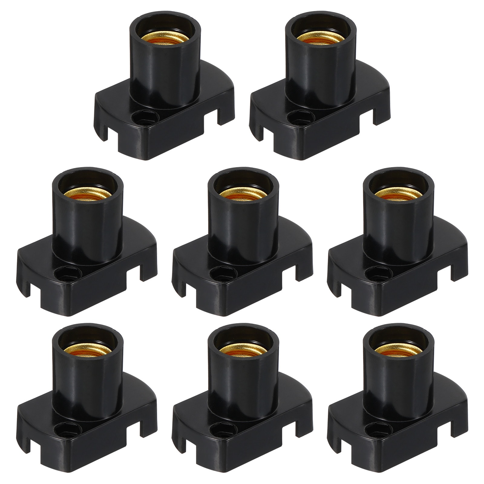 PATIKIL E12 Base LED Bulb Lamp Holder 8pcs Heat Resistant Plastic Screw-in Light Socket for Garage Outlet Basement Black