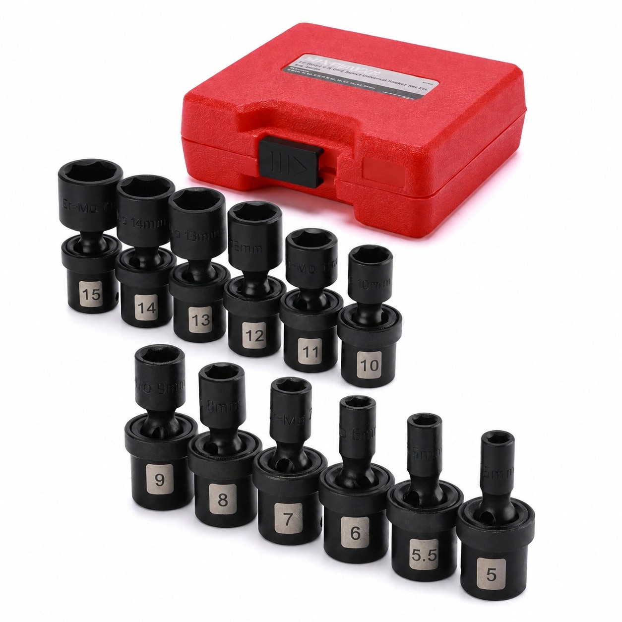DYRCJ  12 Pieces 1 4 Drive Metric Shallow Universal Impact Socket Set CR MO Swivel Socket with Flexible Wobble 5mm 15mm durable home and garden