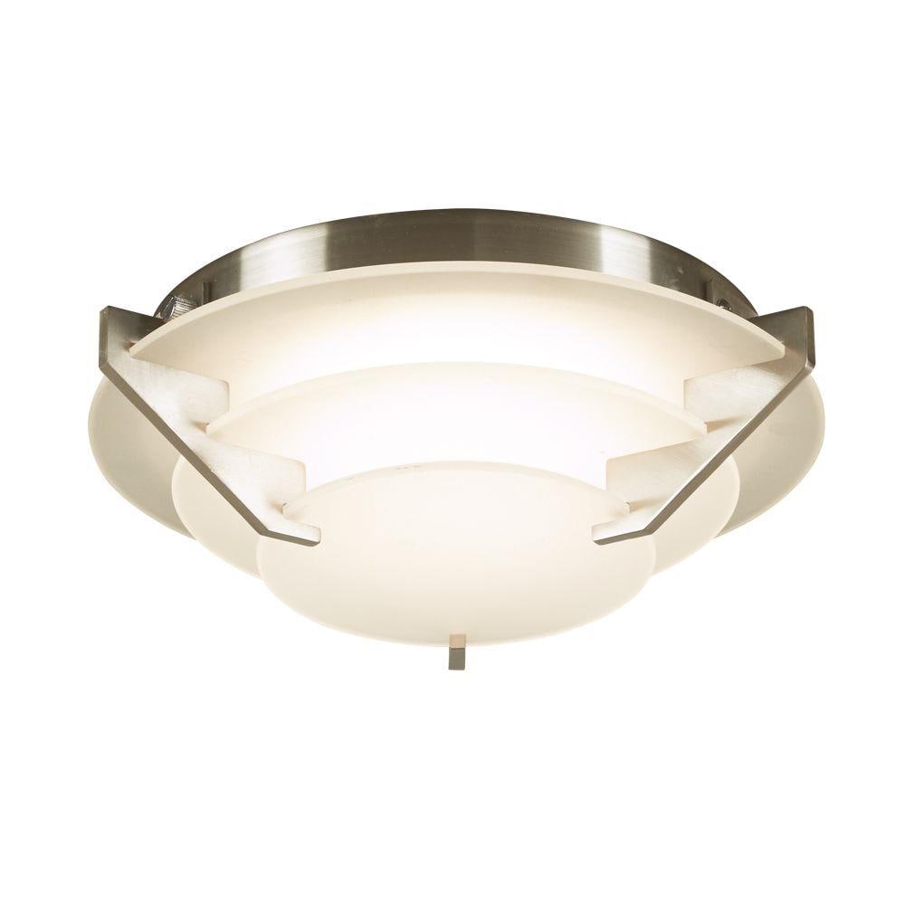 PLC Lighting 1542SN 1-Light 9-in Satin Nickel LED Flush Mount Light