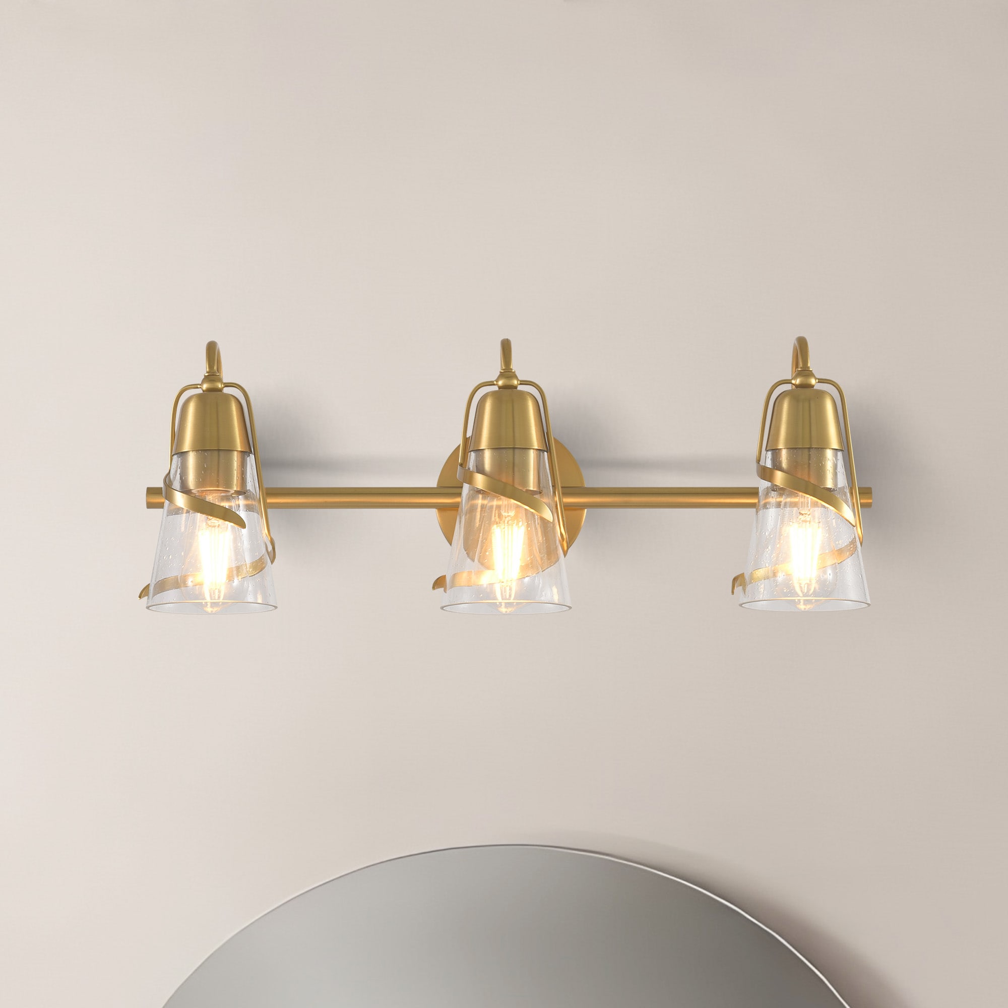 Parrot Uncle 24-in 3 Light Gold Transitional Bathroom Vanity light
