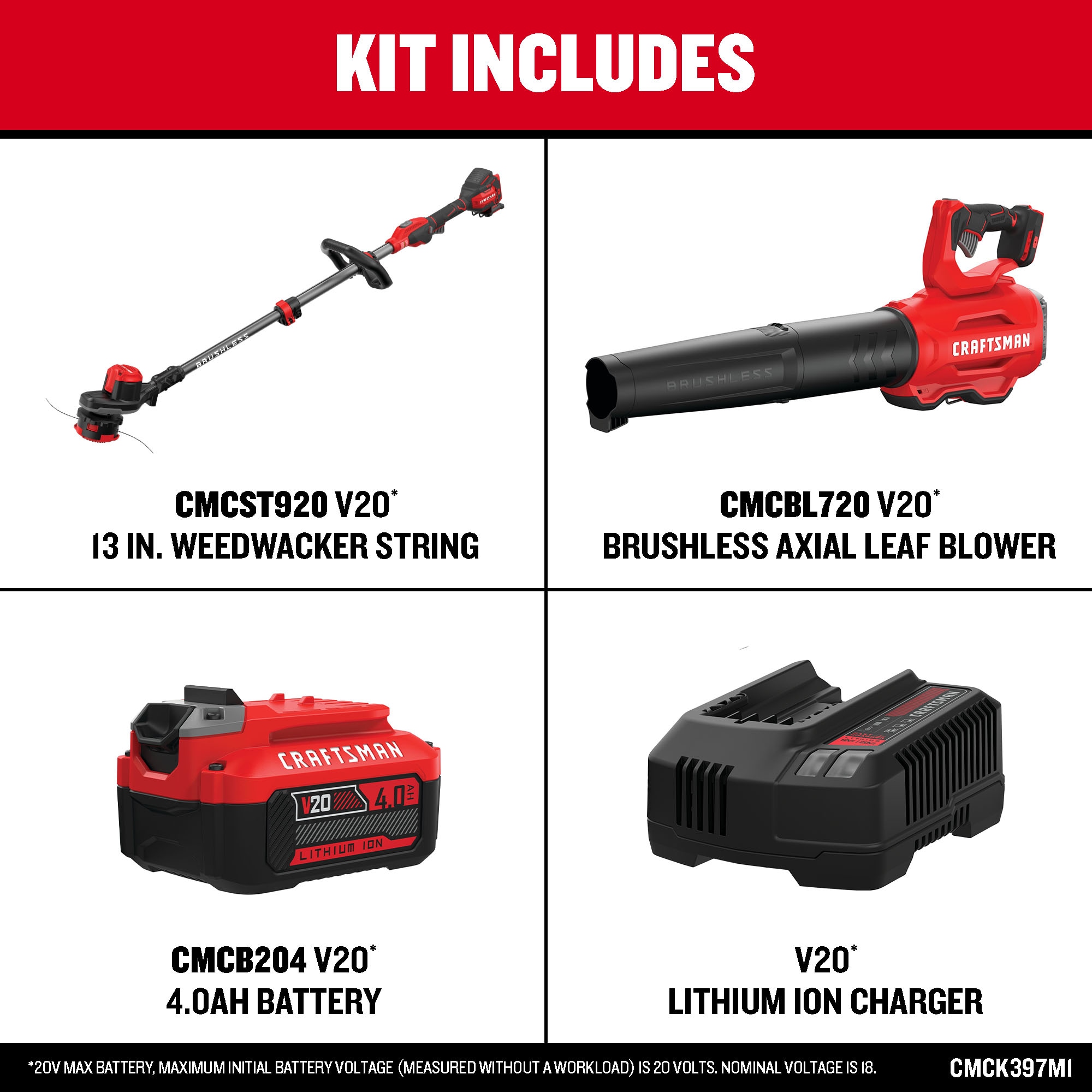 CRAFTSMAN V20 20-volt Max Cordless Battery String Trimmer and Leaf Blower Combo Kit 4 Ah (Battery & Charger Included) CMCK397M1 Sansujyuku sansujyuku.com