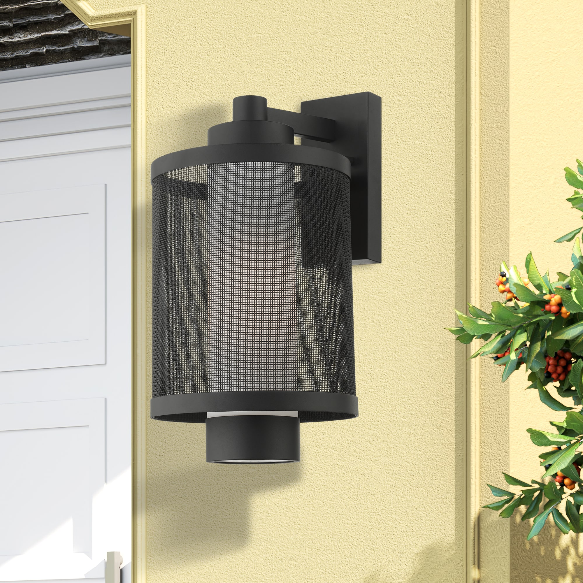 Nottingham Textured Black Stainless Steel Outdoor Wall Lantern