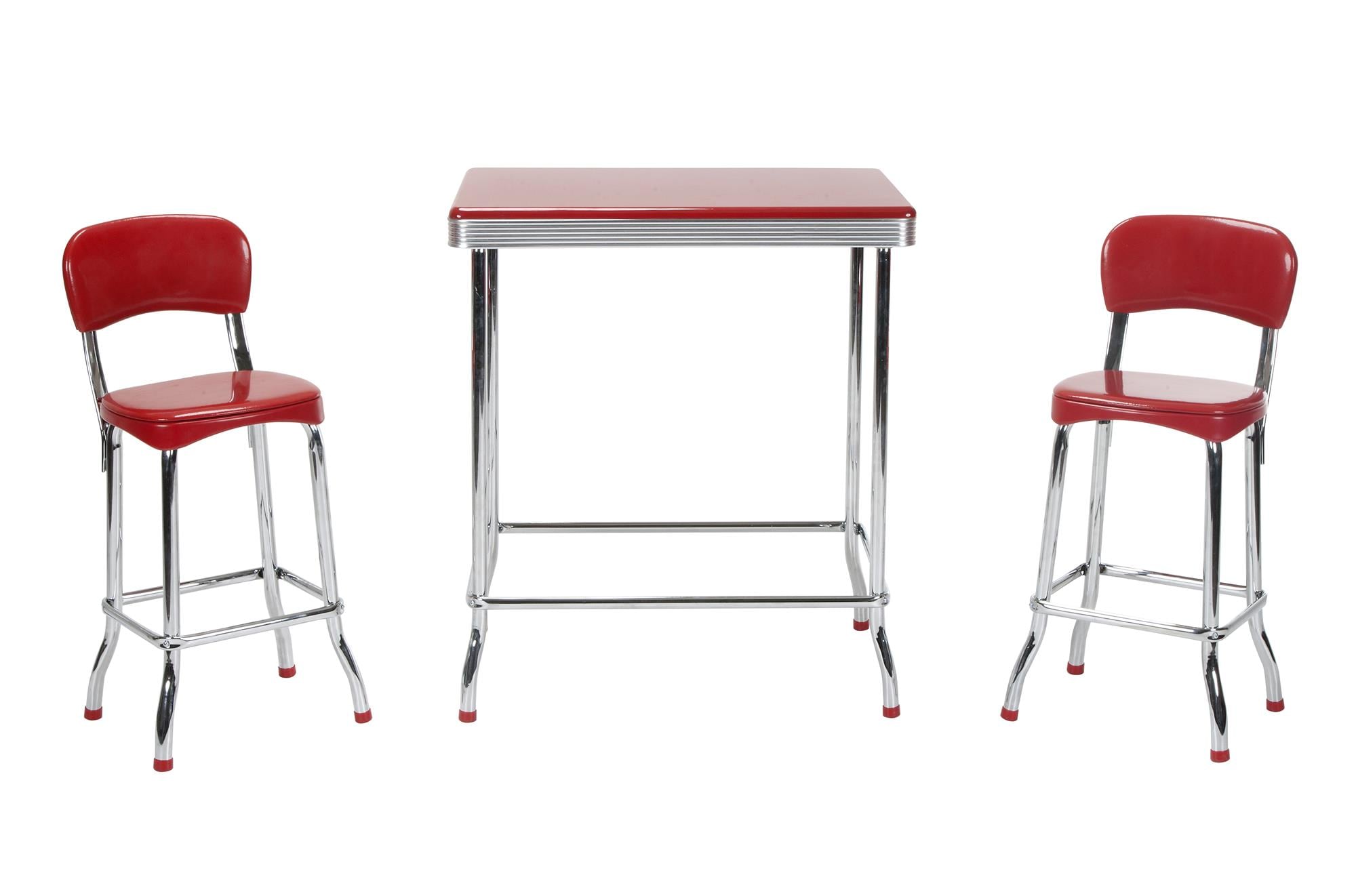 Cosco 14223RED1E 31.7-in x 22.1-in 3-Piece Indoor Steel Folding Table and Chair Set