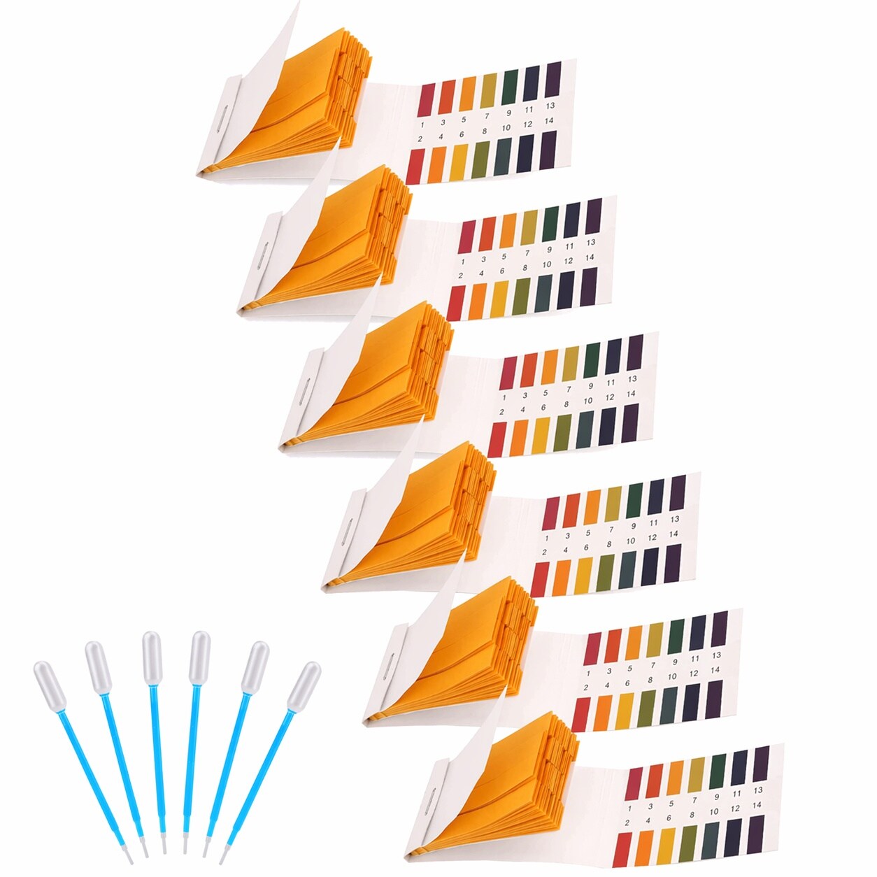 Aoibox  6 Pack pH Test Strips Kit with 480 Strips Full Range 1 14 Universal Litmus Paper Set in Storage Case and 6 Droppers