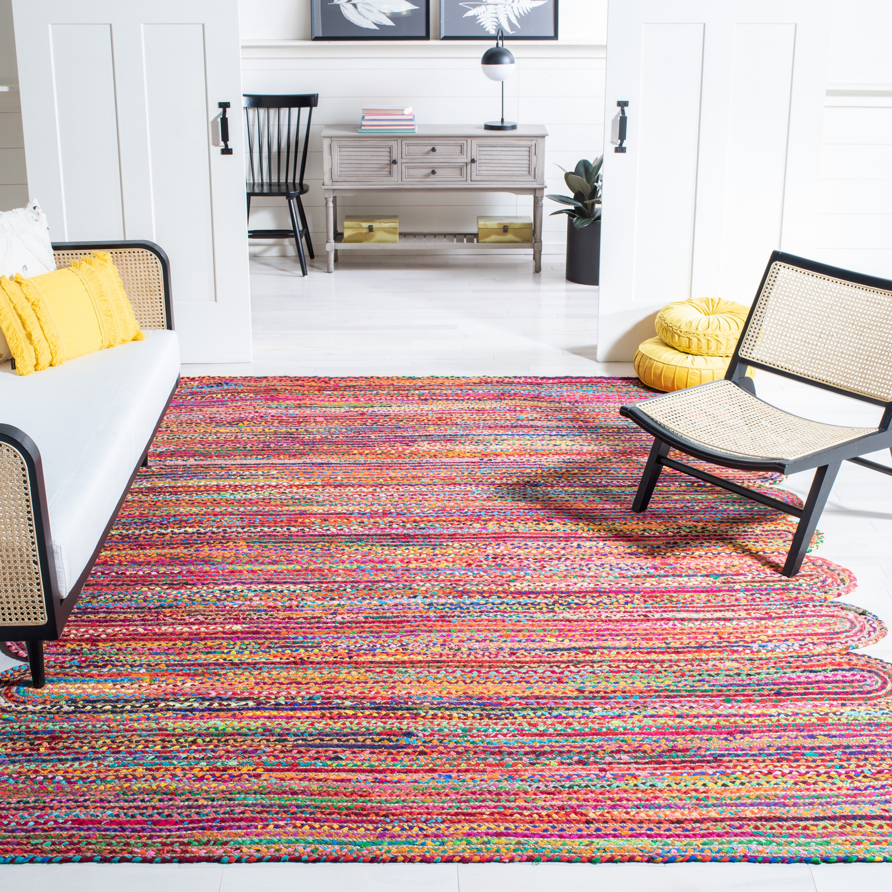 Safavieh CAP208Q-6SQ Cape Cod Bristol 6 x 6 (ft) Jute Red/Multi Square Indoor Abstract Coastal Area rug