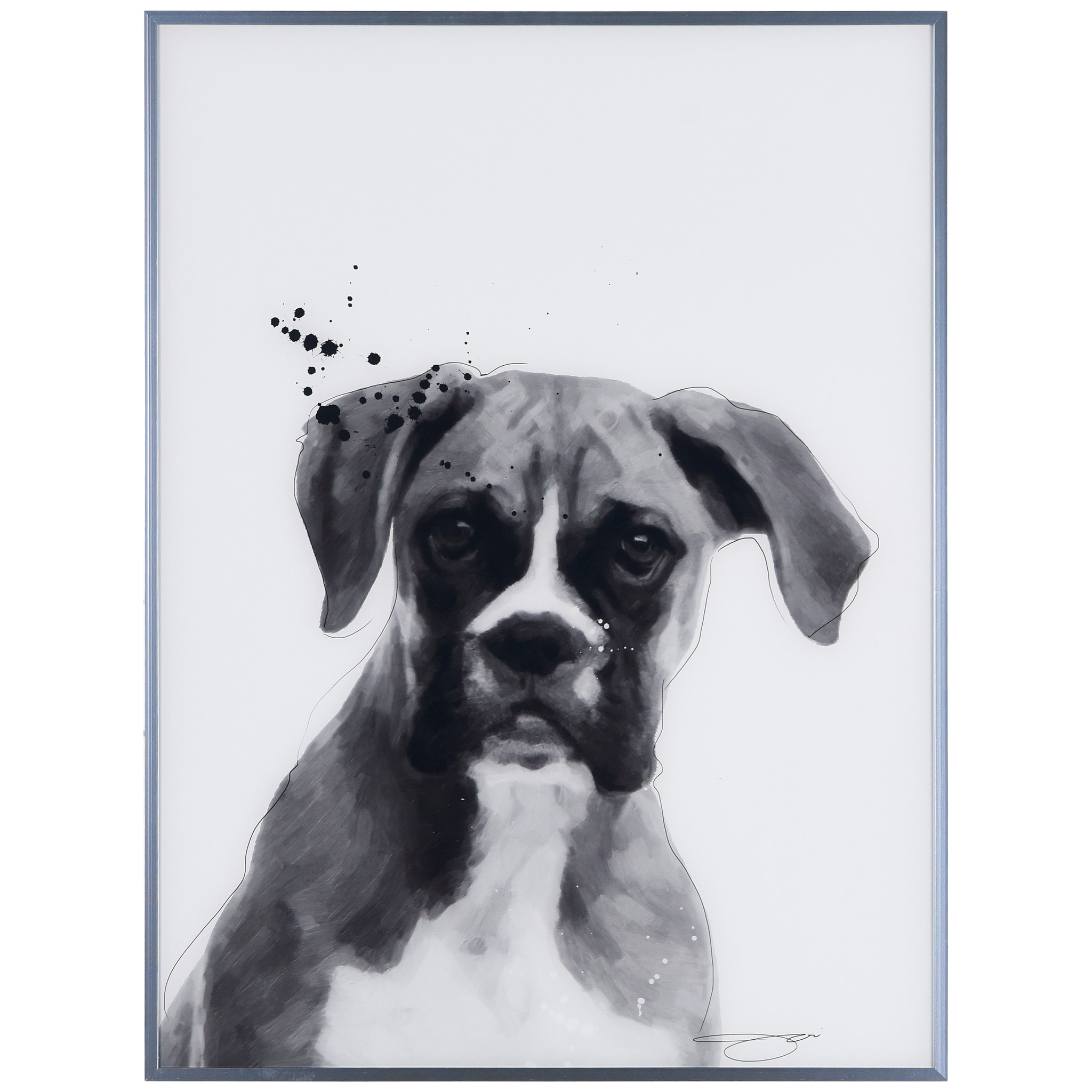 Empire Art Direct Dalmatian Pet Paintings on Printed Glass Encased with A  Black Anodized Frame, 24 x 18 x 1