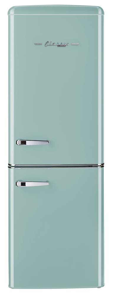 UNIQUE UGP-215L T AC Classic Retro 7-cu ft Counter-Depth Bottom-Freezer Refrigerator Ocean mist turquoise ) ENERGY STAR Certified