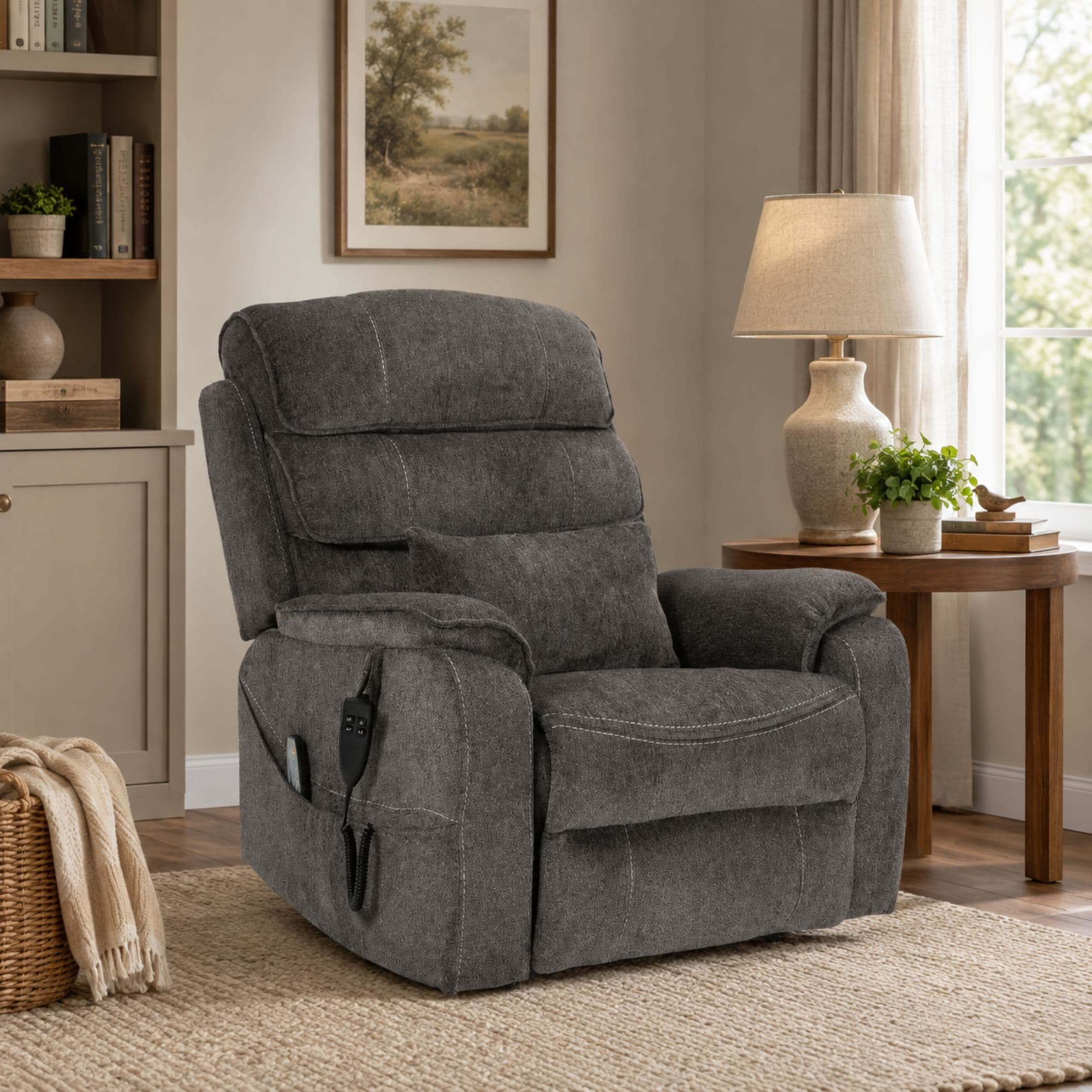 ERYE Power Lift Recliner Chair with 180 degree Full Recline  Electric Lift Chair for Living Room Comfortable Lounge Recliner Sofa with Adjustable Footrest