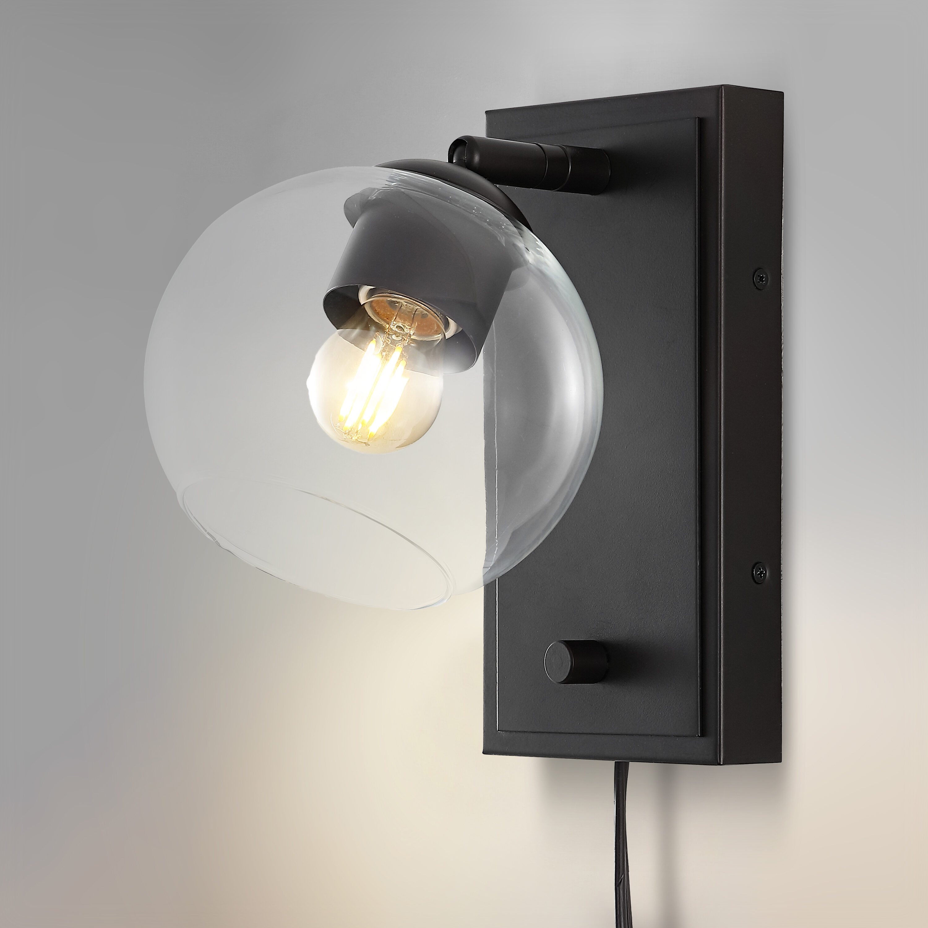 JONATHAN  Y JYL7567A Hugo Iron Adjustable with Rotary Dimmer 6-in W 1 -Light Oil-rubbed Black Wall Sconce
