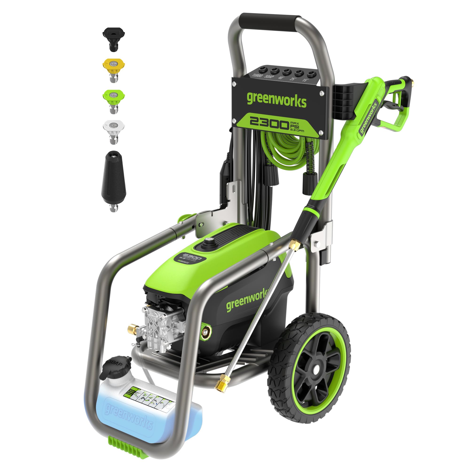 Greenworks - Axial Cam 2300-PSI 2.3-GPM Cold Water Electric Pressure washer with 5 Spray Tips