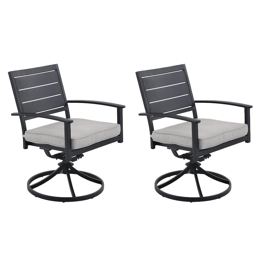 Skybrook Set of 2 Black Steel Frame Swivel Dining Chair with Off-white Cushioned Seat | - Style Selections FZS71051S