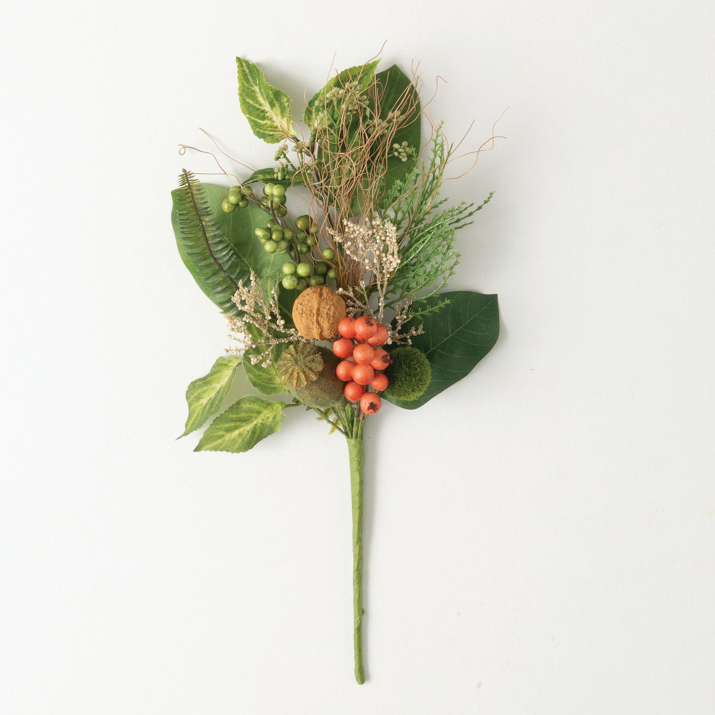 17.5" Green and Orange Faux Berry and Pod Pick