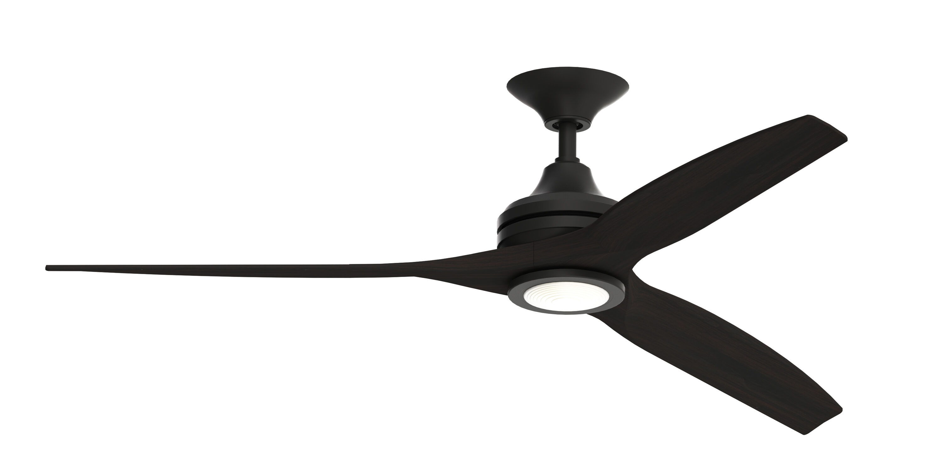 Fanimation Spitfire 60-in Black with Dark Walnut Blades Integrated LED Indoor/Outdoor Propeller Ceiling Fan with Light and Remote (3-Blade) -  FP6721BBL-60DWA-LK