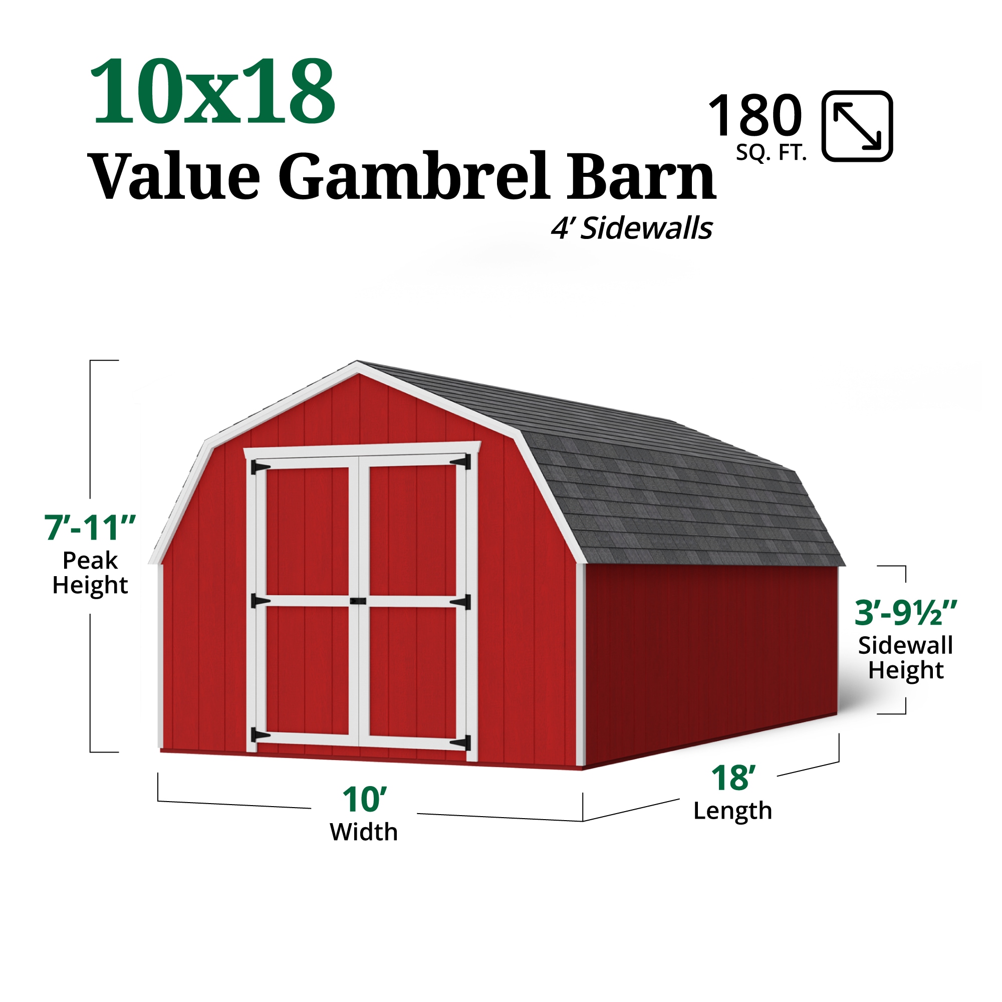 Little Cottage Co 10X18 VGB-4-PC-FK Wood-Storage-Buildings - View #3