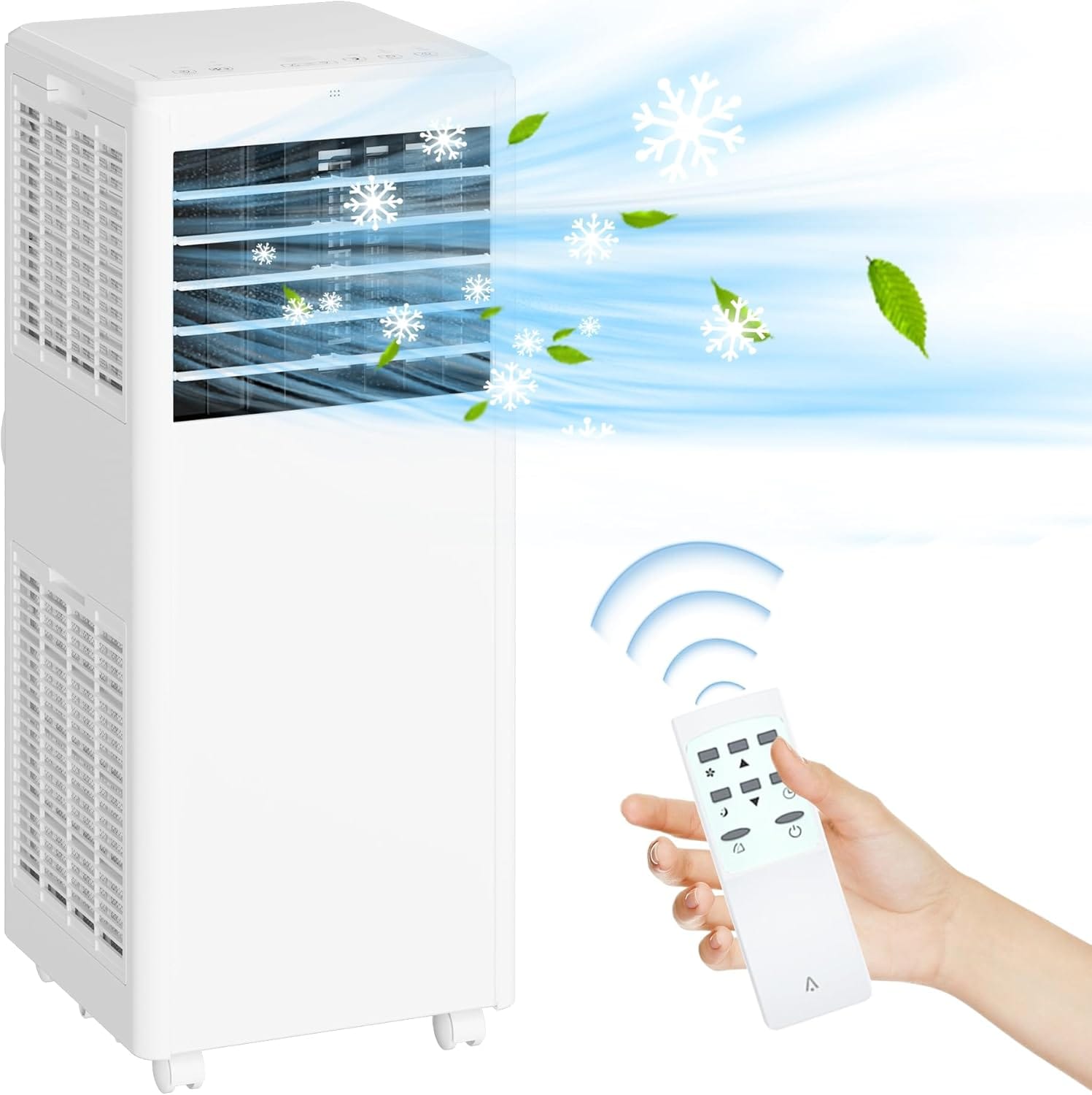 Qeetex LXLS2-PHO-107IXFG1 8000 BTU Portable Air Conditioner Fast Cooling AC Unit for Bedroom Living Room 350 Sq Ft 3 in 1 Fan Dehumidifier Remote LED Display
