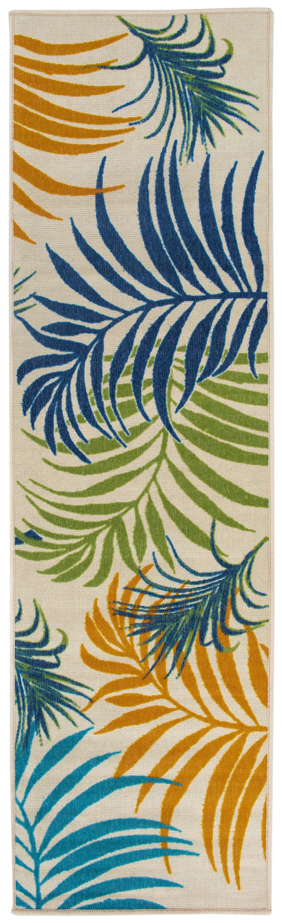 World Rug Gallery 9011MULTI2X7 Ravenna 2 x 7 (ft) Loomed Nylon Multi Rectangular Indoor/Outdoor Floral/Botanical Tropical Area rug