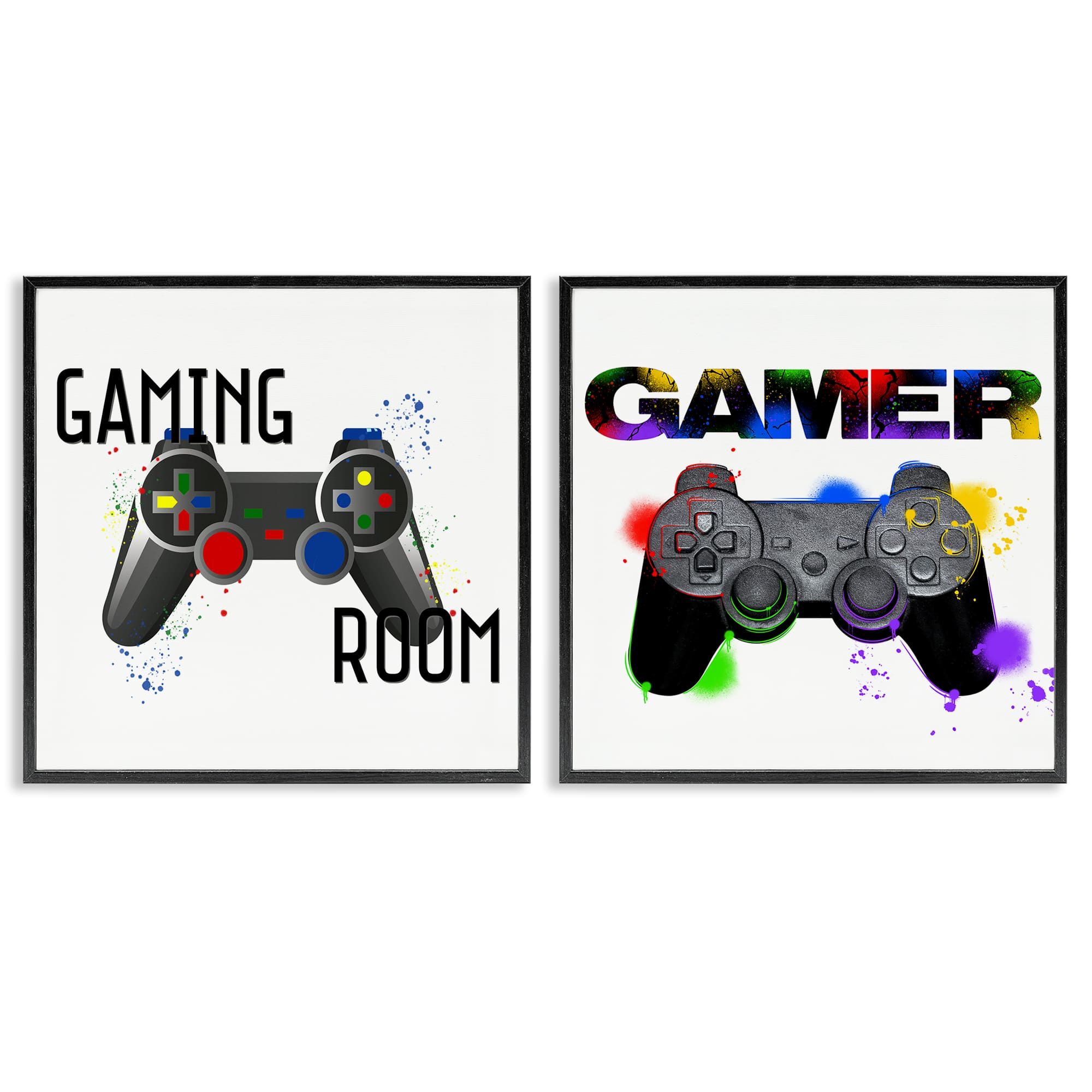 Stupell Industries B2-802-FR-2PC-12X12 Retro Gaming Room Control 2 Piece Black Framed Giclee Art Set By Kim Allen Marcus Prime 12 x 12