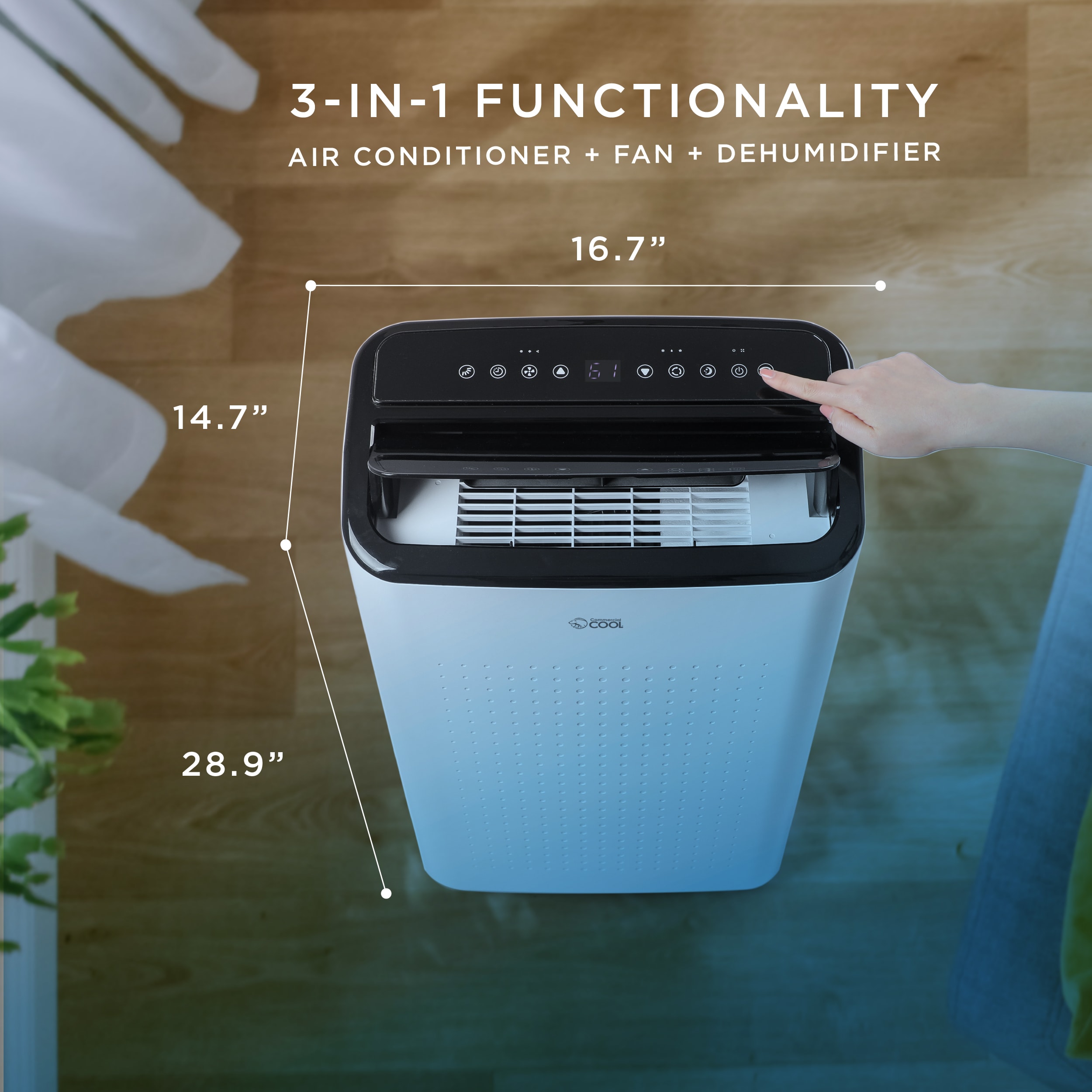 Commercial Cool 9,000 BTU White Portable Air Conditioner with Wi-Fi and Remote