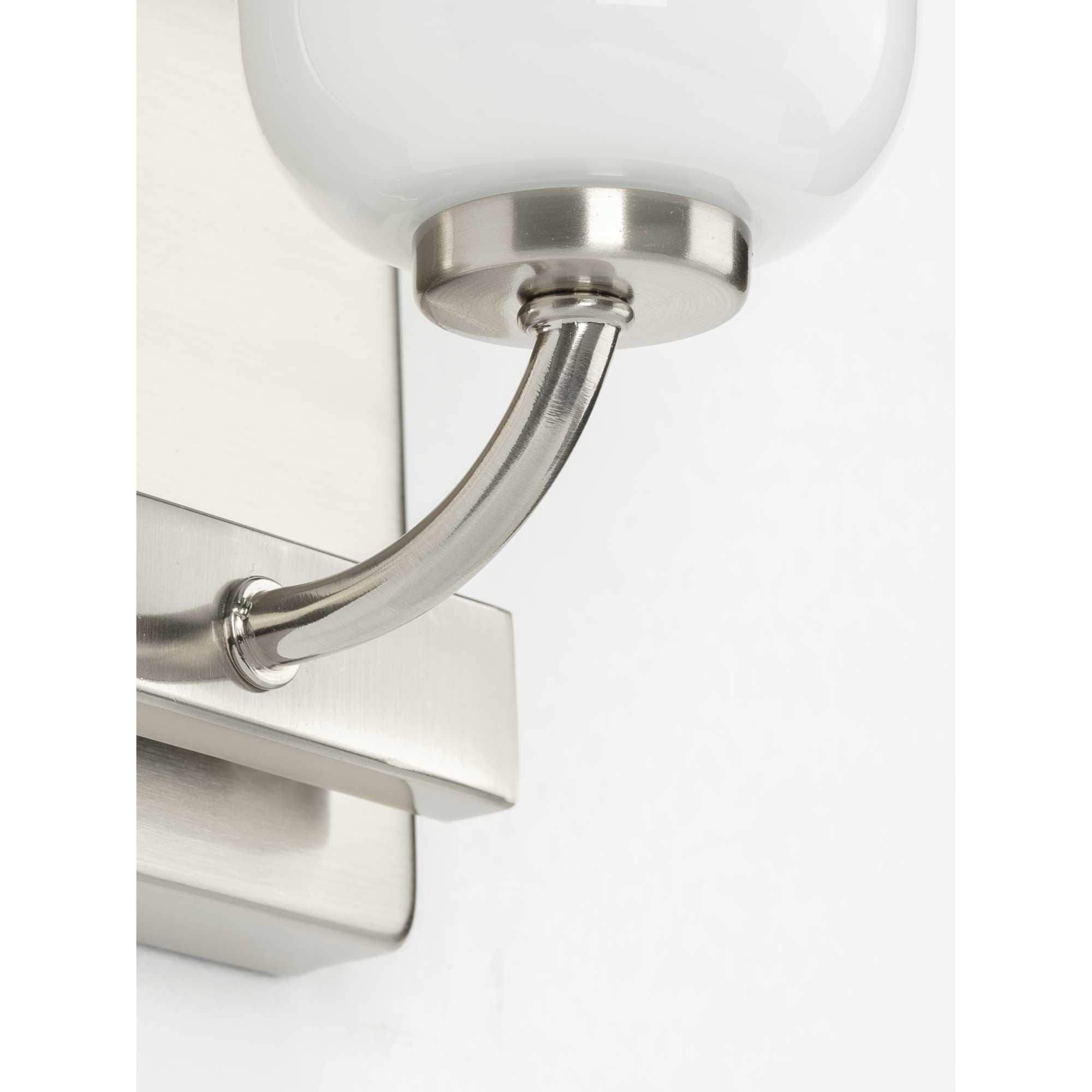 Brushed Nickel White Opal Glass Dimmable Bath Vanity Light