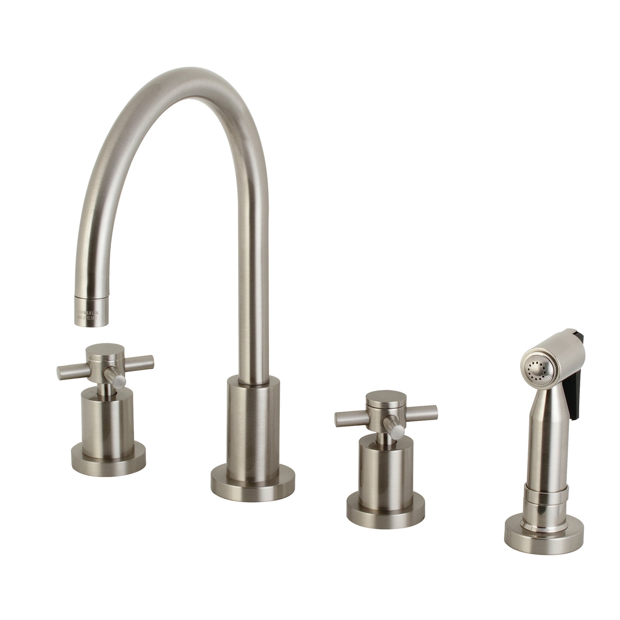 Kingston Brass WLKS8728DXBS Concord Brushed nickel Double Handle Deck-mount Kitchen Faucet with Sprayer ( Side Sprayer Included )