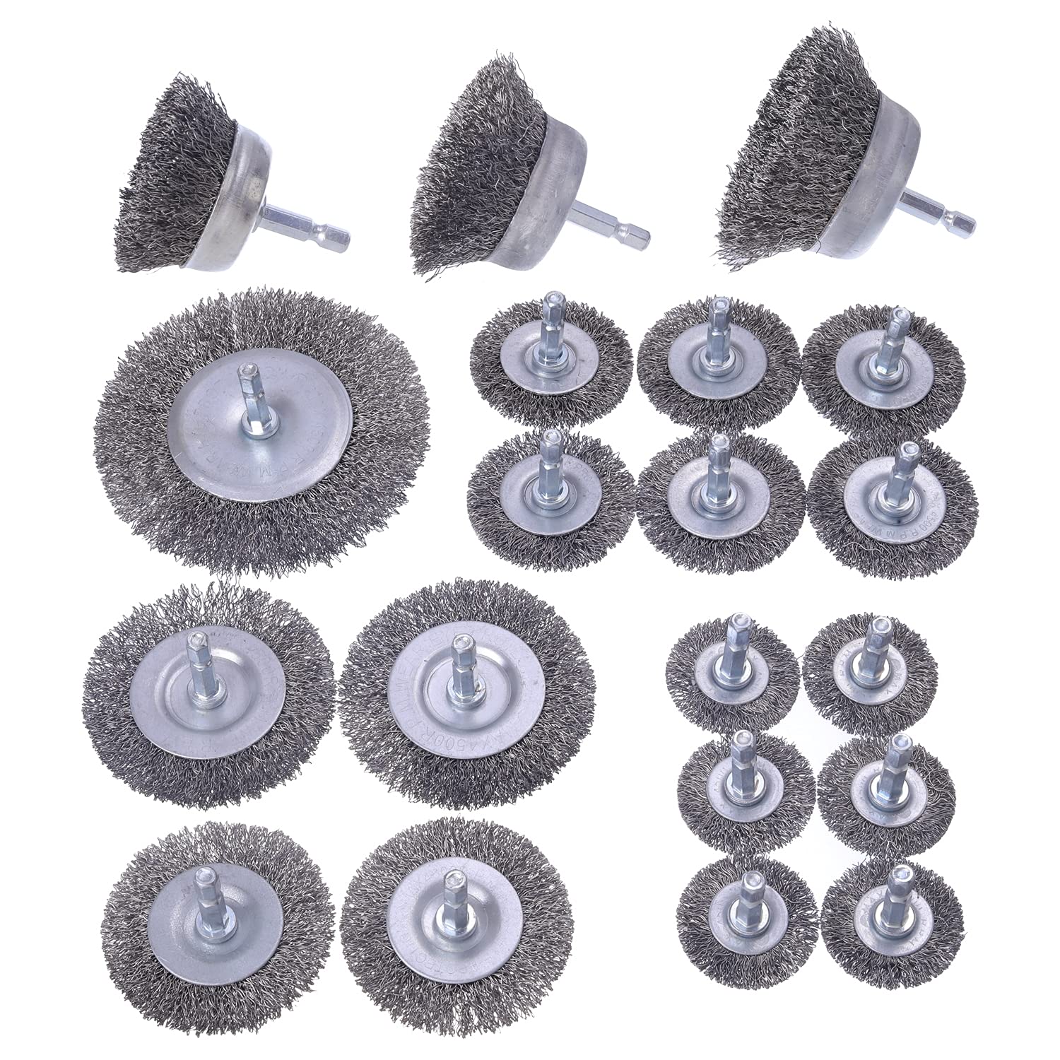 Etokfoks  4 in Wire Brush Wheel Cleaning Tool 20 Pack for Drill Rust Removal Surface Paint Peeling Abrasive Work