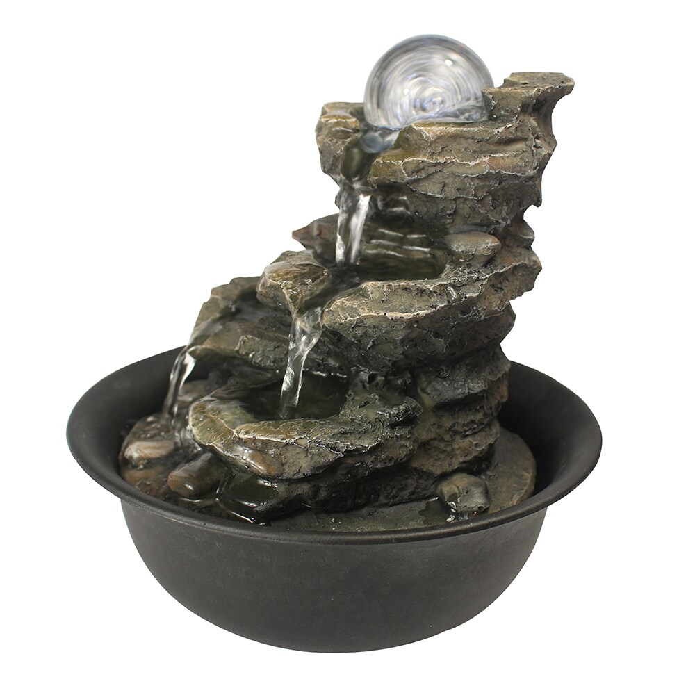 Watnature 8.3-in H Resin Water Rock Waterfall Outdoor Fountain Pump ...