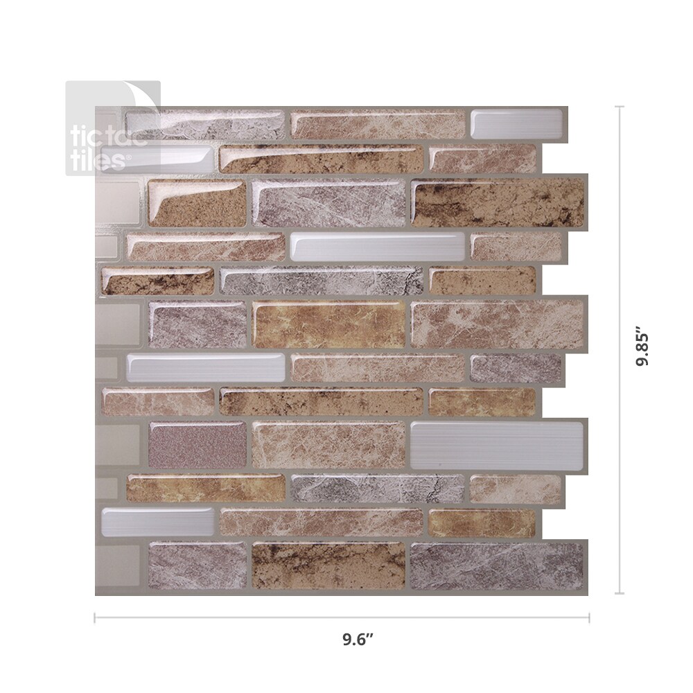 Smart Tiles Bellagio Santi Brown 10-in x 10-in Glossy Resin Linear  Patterned Peel and Stick Wall Tile (2.65-sq. ft/ Carton) in the Tile  department at