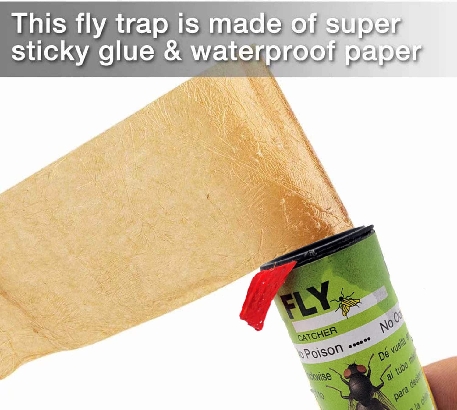 16 Pack Sticky Fly Strips Catcher, Fruit Fly Traps Ribbon Paper  Indoor/Outdoor