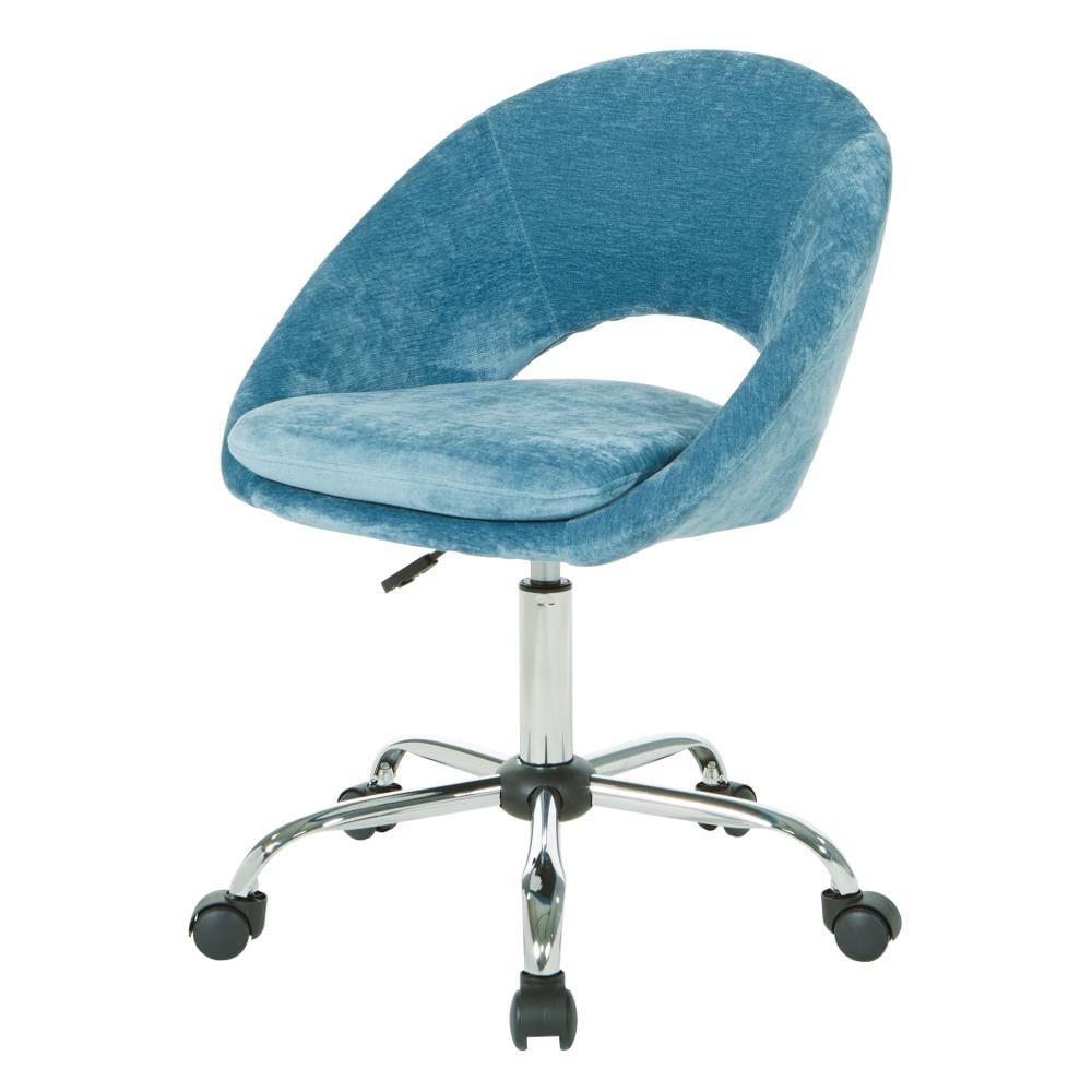 Royal Blue Chrome Swivel Office Chair with Padded Scoop Seat