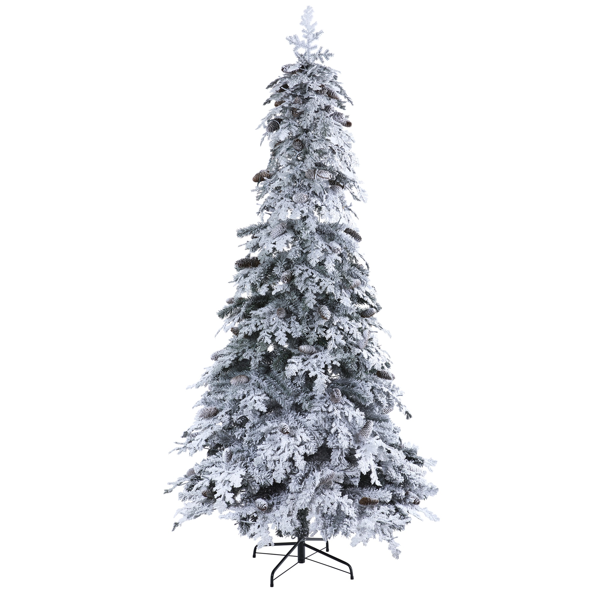 8-ft Spruce Pre-lit Flocked Artificial Christmas Tree with LED Lights | - Nearly Natural T1796