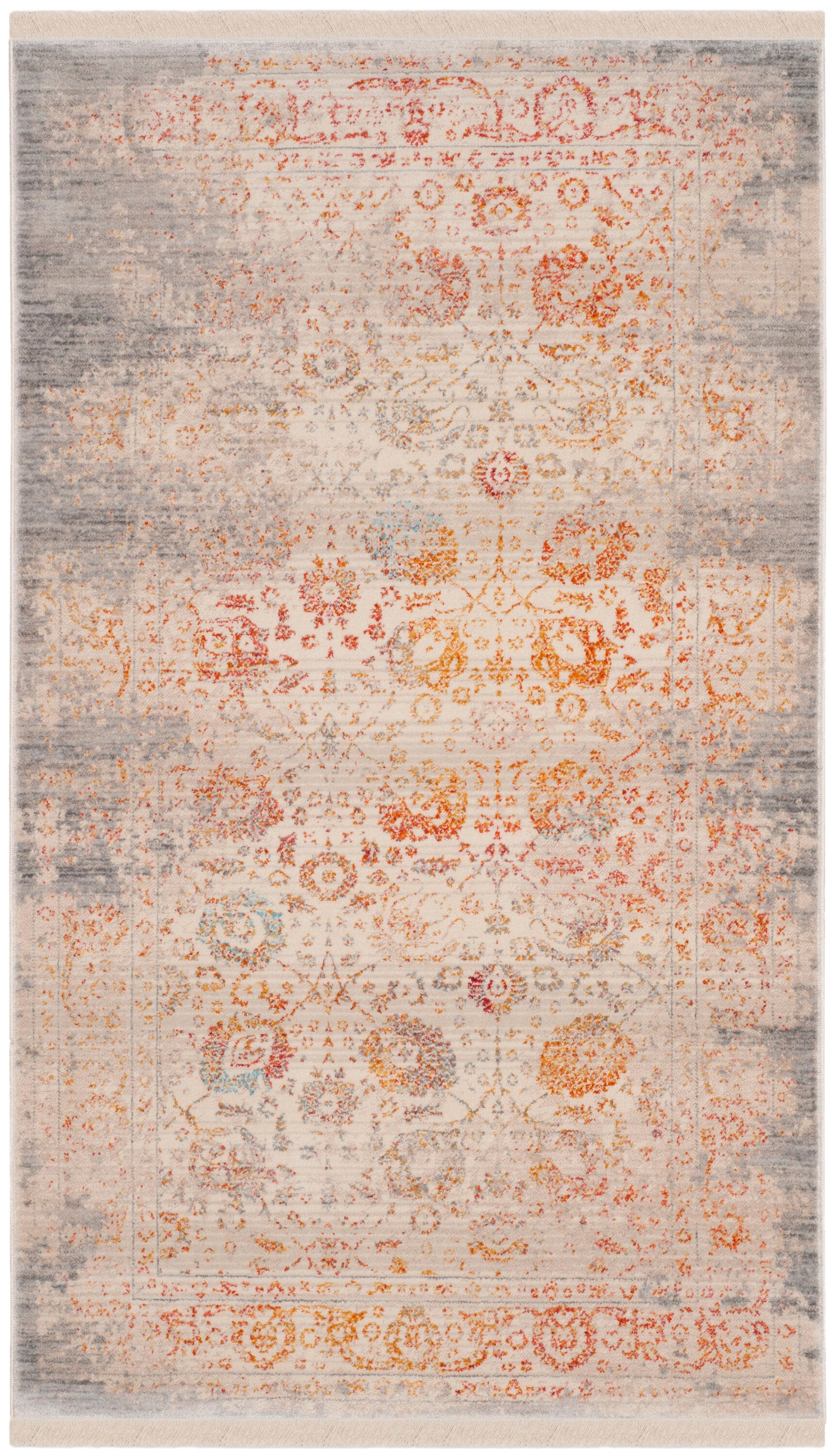Vintage Gray and Multicolor Persian Style 3' x 5' Area Rug