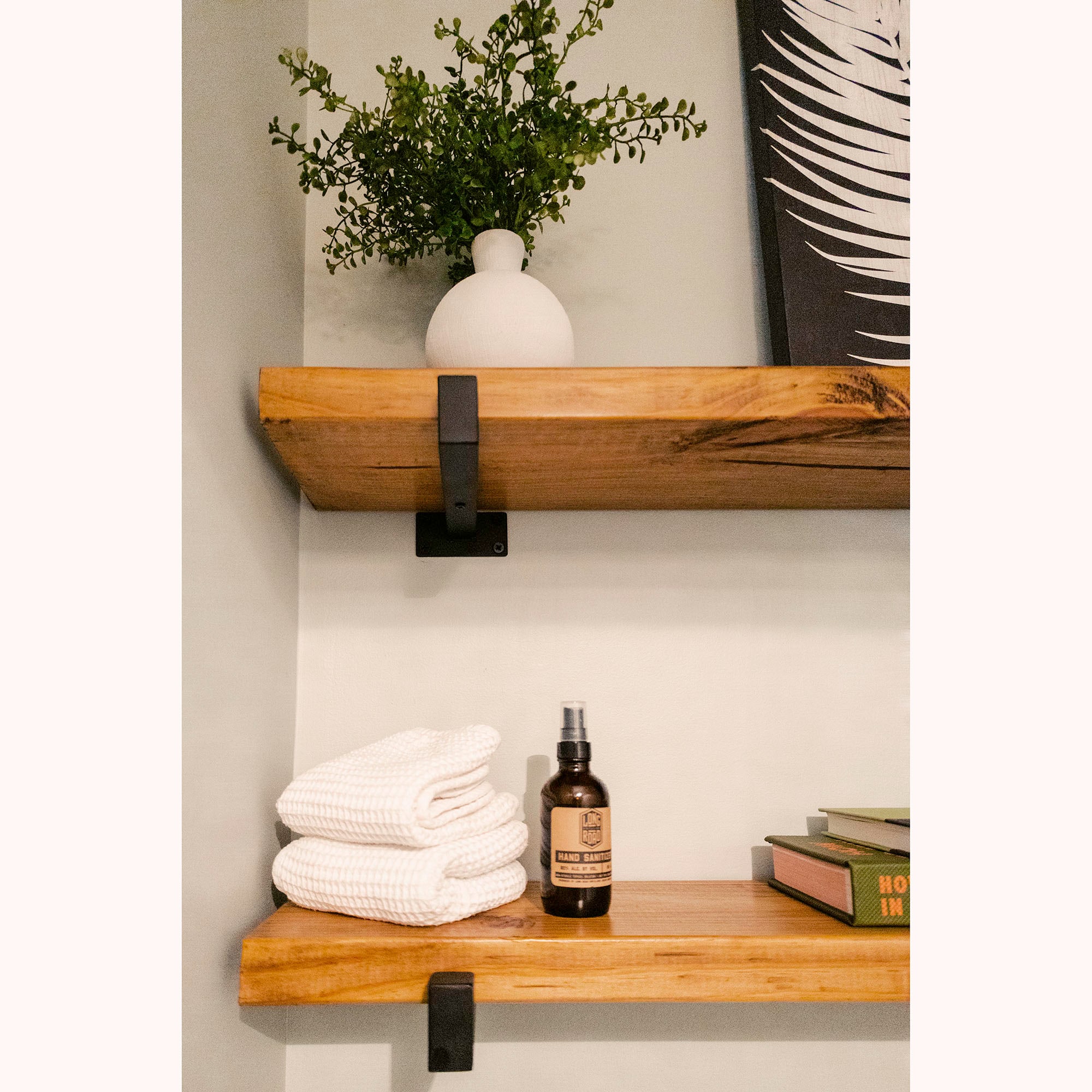 raw wood shelves