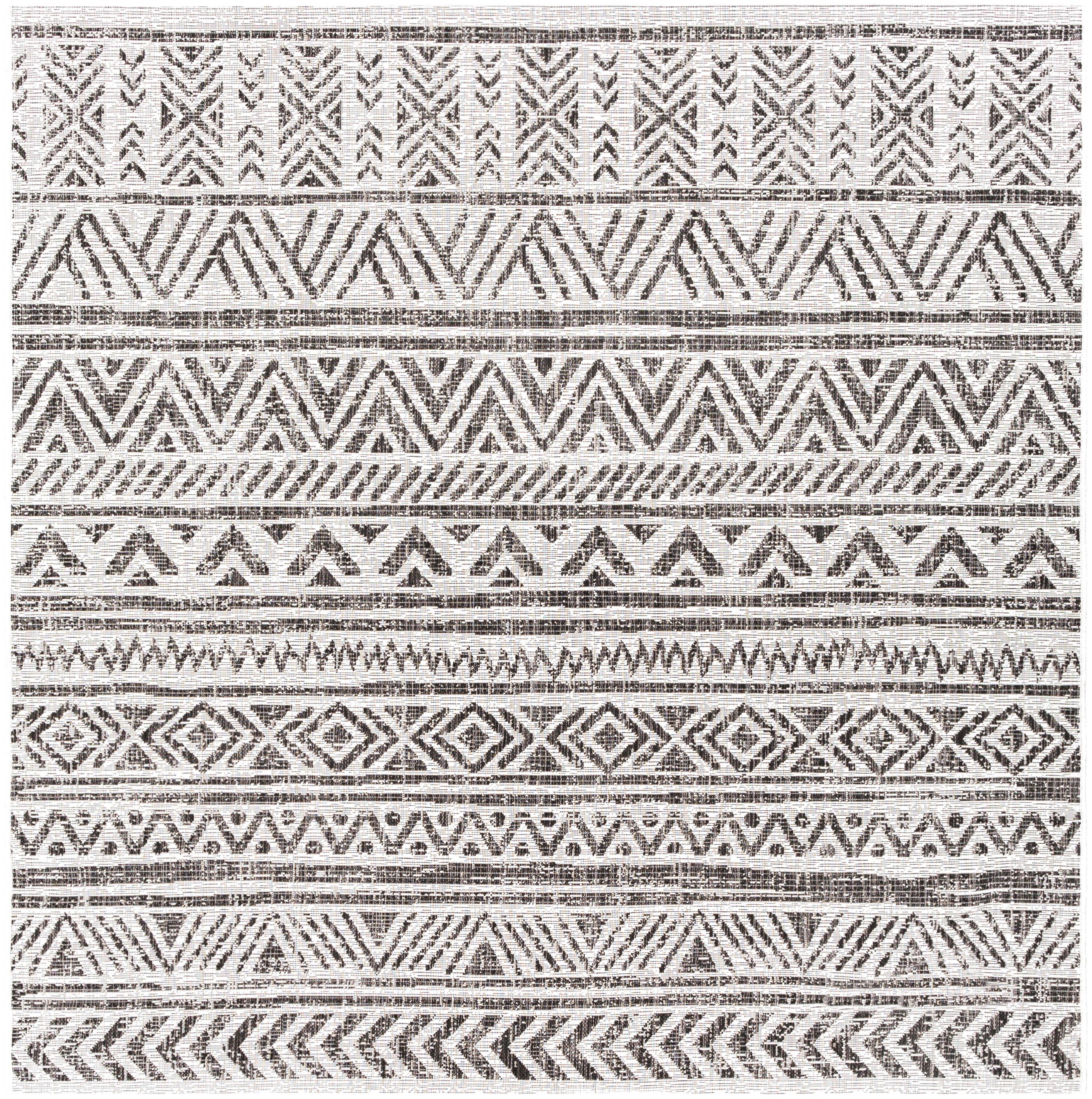Black Square Synthetic Easy Care Outdoor Rug